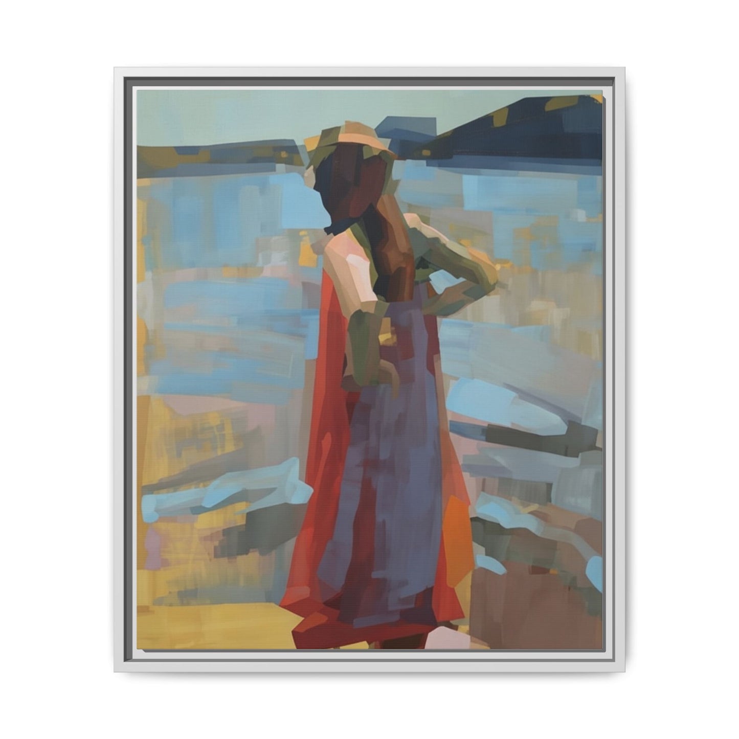 Framed Matte Canvas Print — Coastal Woman Abstract Art