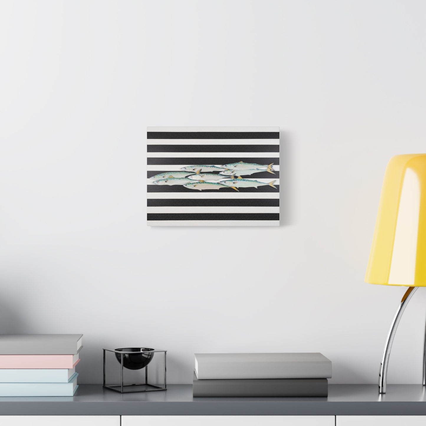Striped Mackerel School Matte Canvas Print