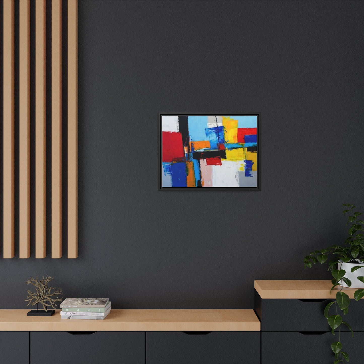 Abstract Color Block Matte Canvas Framed Wall Art