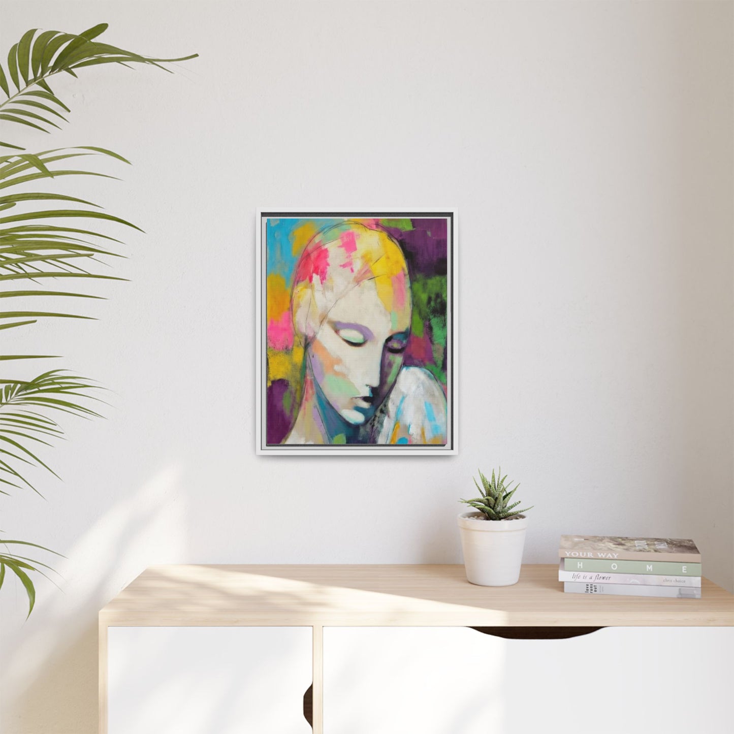Framed Matte Canvas Art - Colorful Abstract Portrait