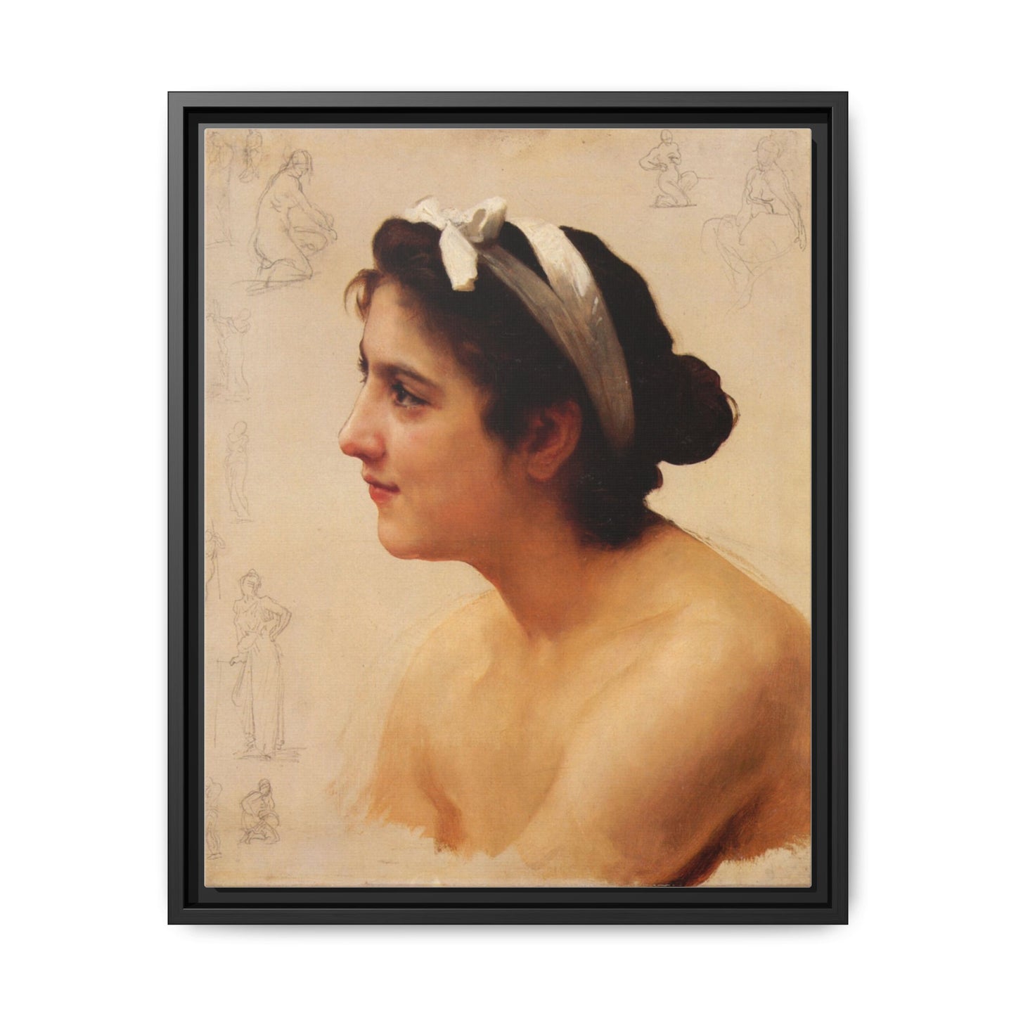 Study Of A Woman For Offering To Love by William Adolphe Bouguereau Framed Matte Canvas Print
