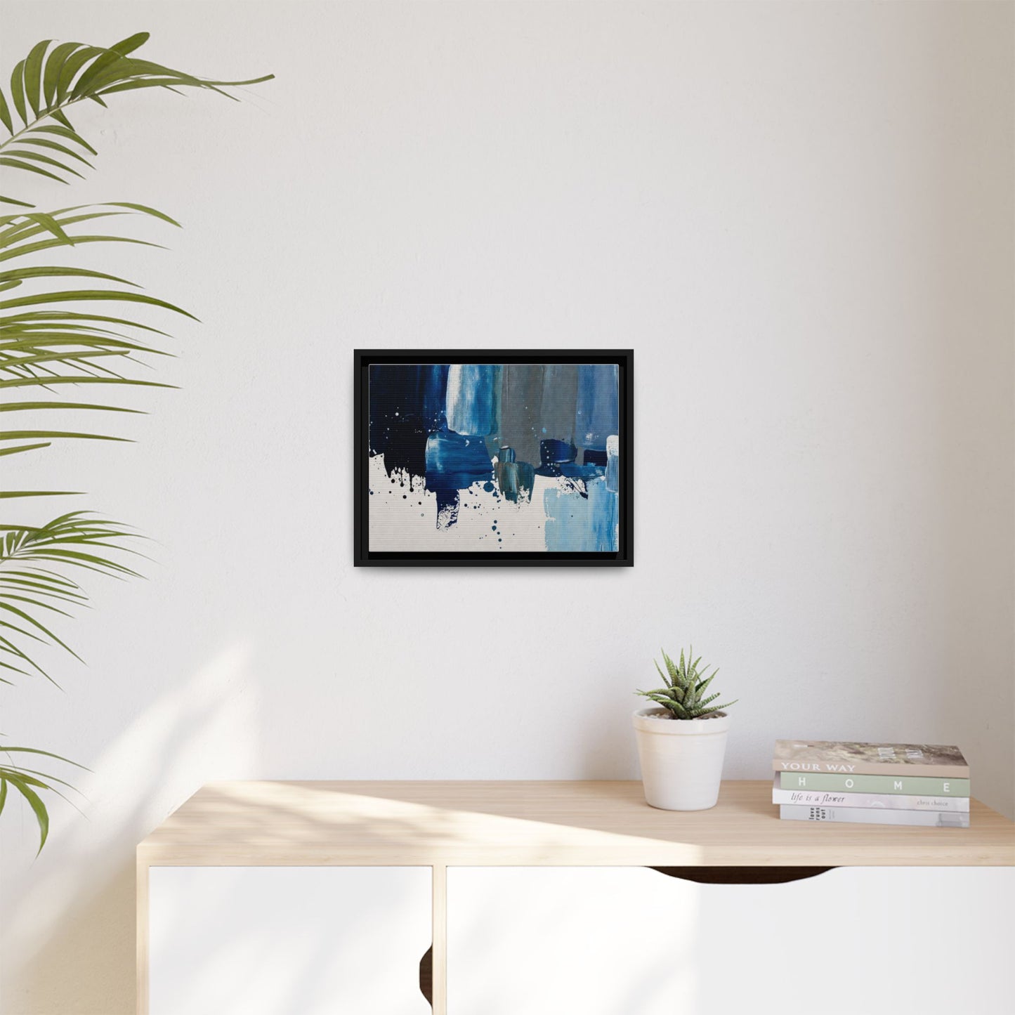 Abstract Blue Ocean Matte Canvas Framed Wall Art