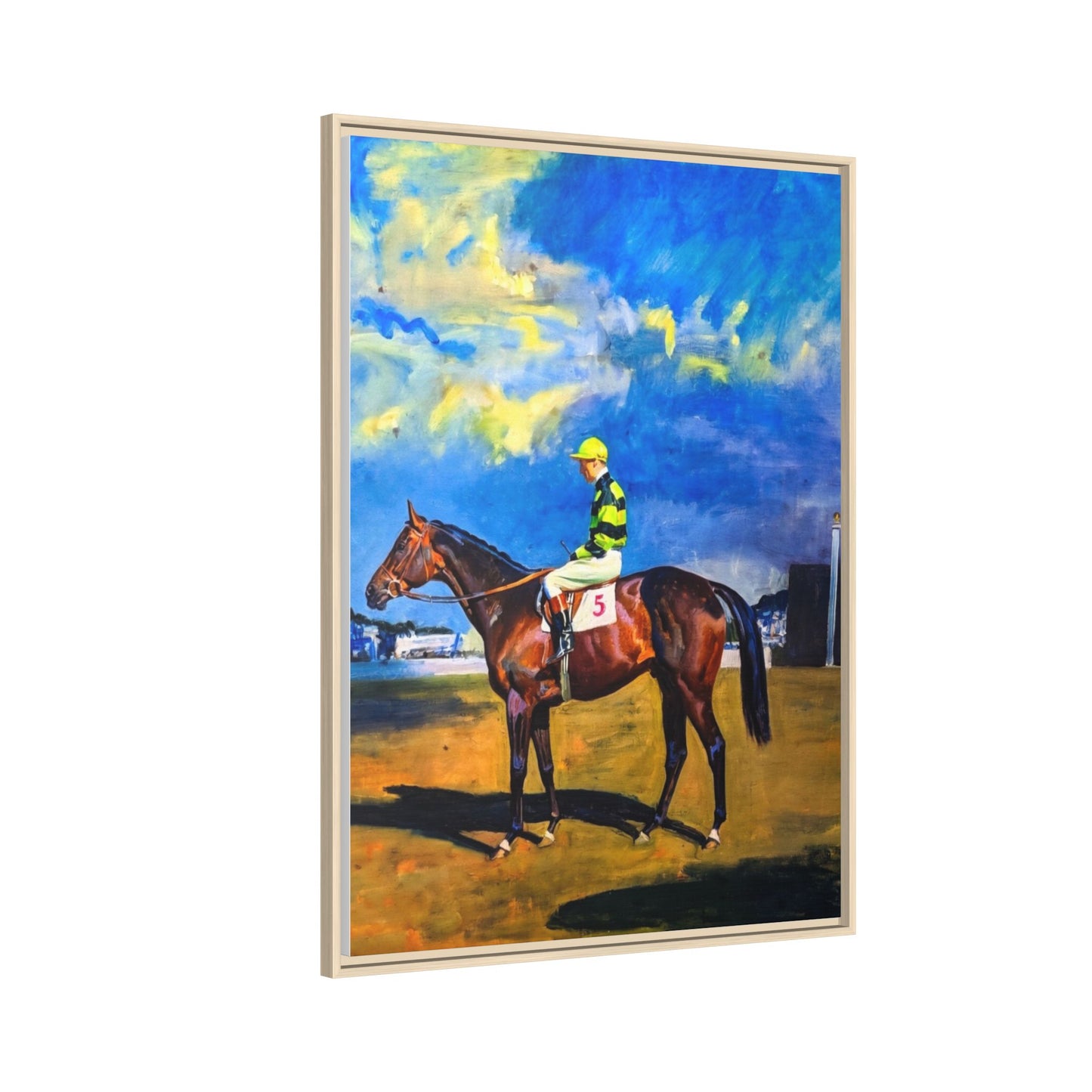 Framed Matte Canvas — Jockey on Racehorse Vintage Equestrian Wall Art