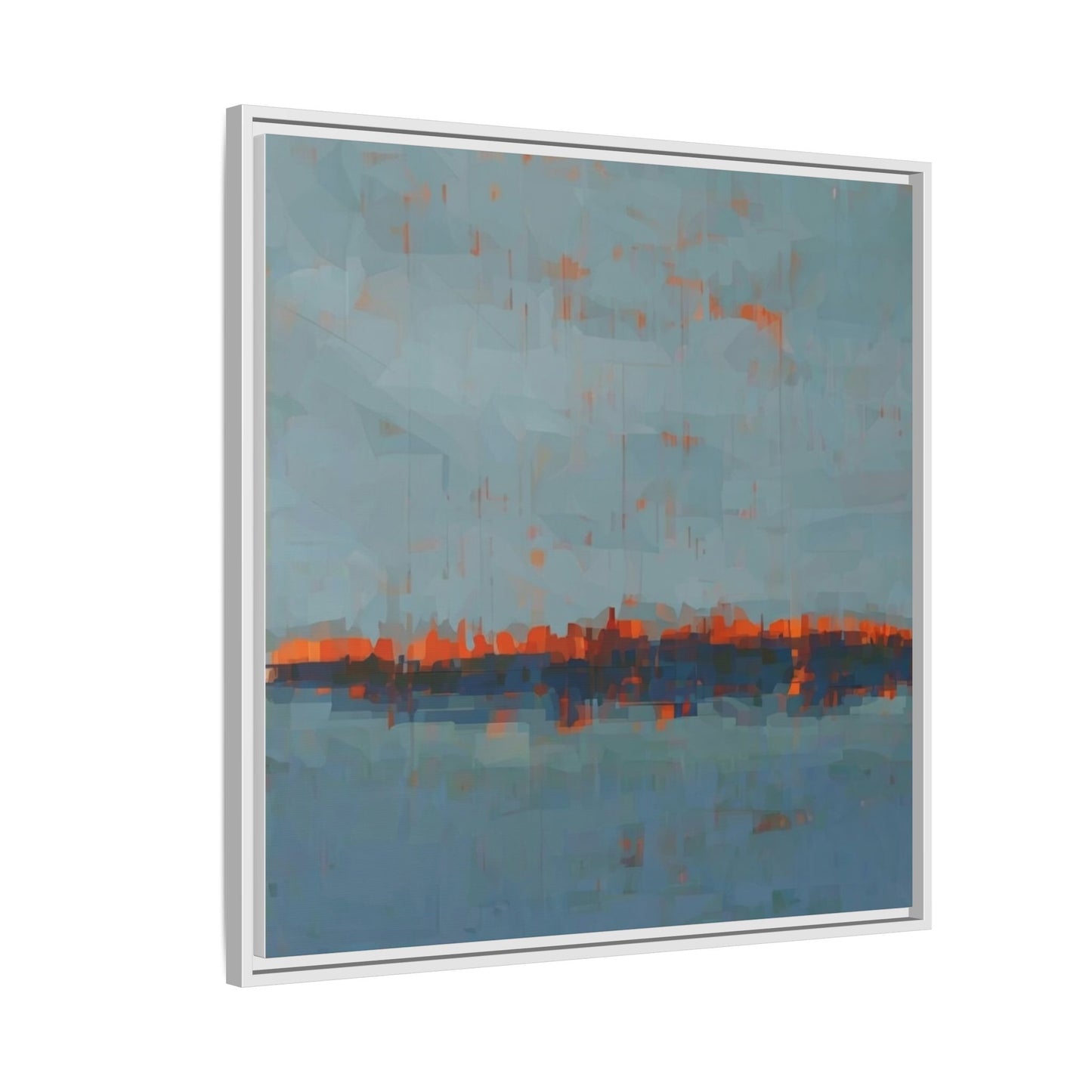 Framed Canvas Art — Teal & Orange Abstract Seascape