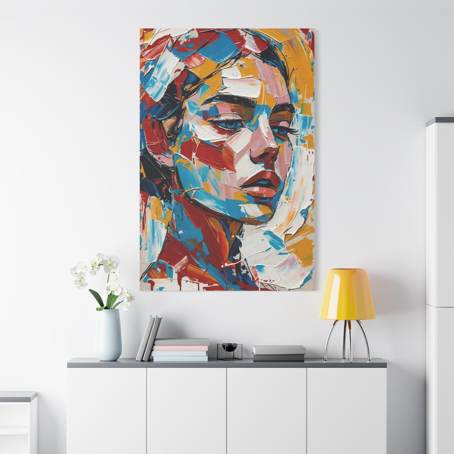 Abstract Colorful Portrait Matte Canvas Print — Modern Stretched Wall Art