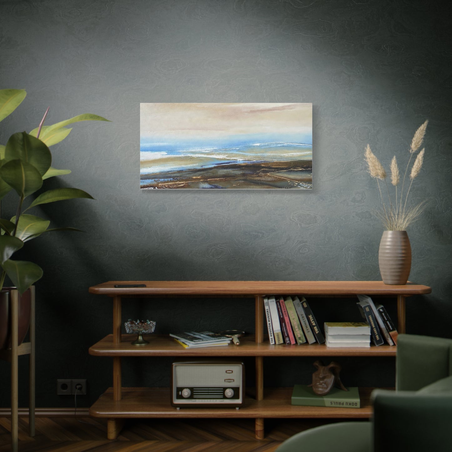 Coastal Abstract Matte Canvas Wall Art — Serene Ocean Horizon Stretch