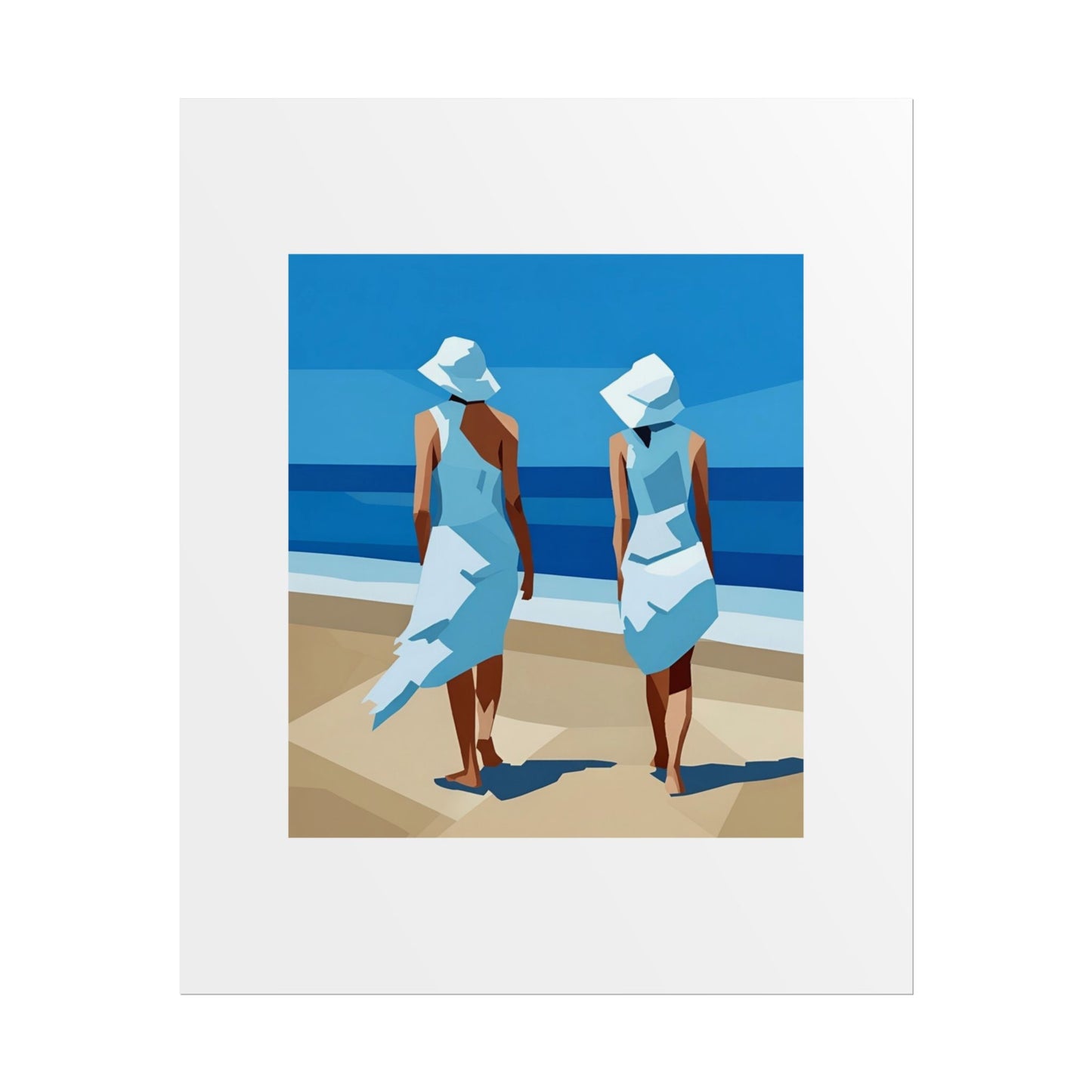 Beach Stroll Art Poster — Minimalist Coastal Print (Rolled Poster)