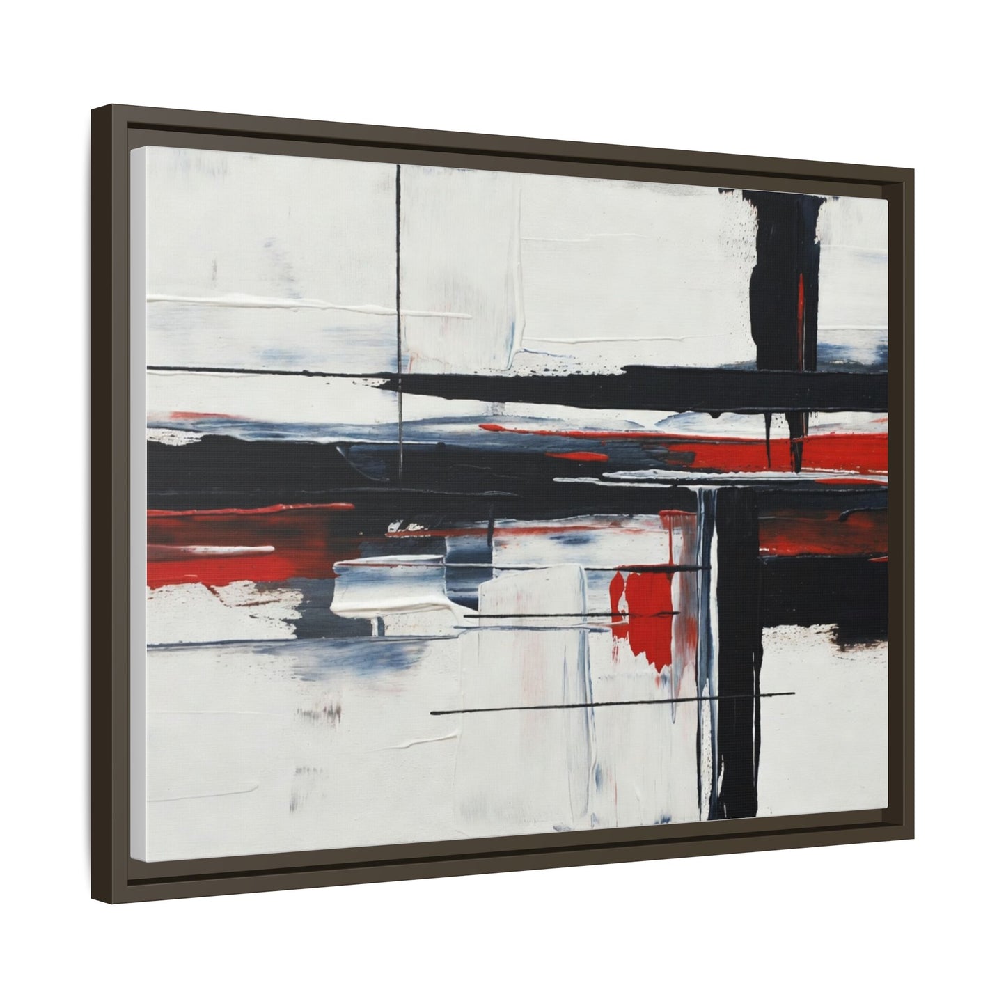 Abstract Red & Black Framed Canvas Art — Modern Matte Wall Painting