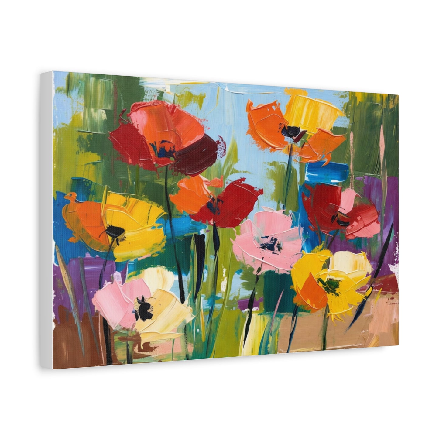 Colorful Abstract Floral Canvas Wall Art — Matte Stretched 1.25"
