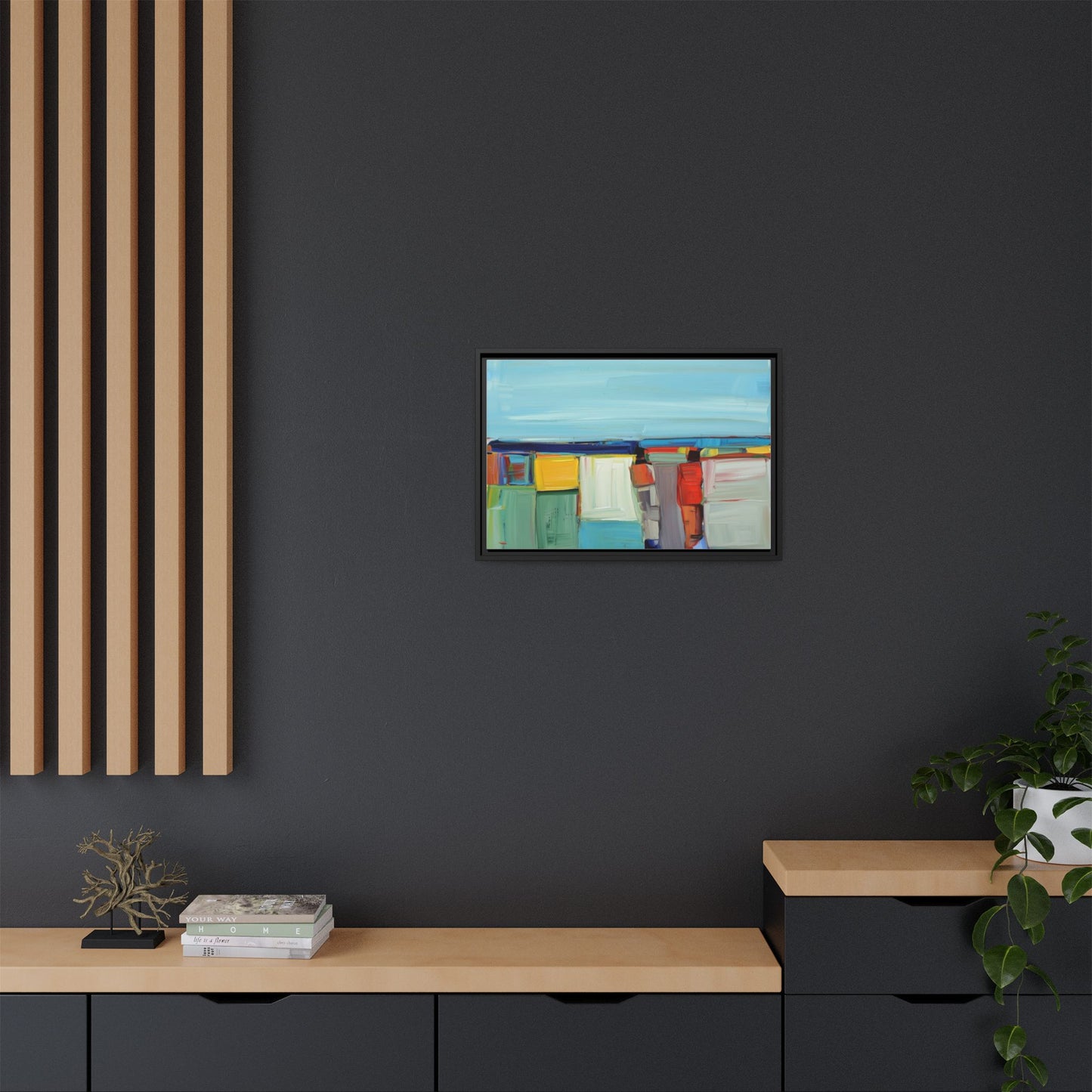 Abstract Coastal Blocks Matte Canvas Print (Framed)