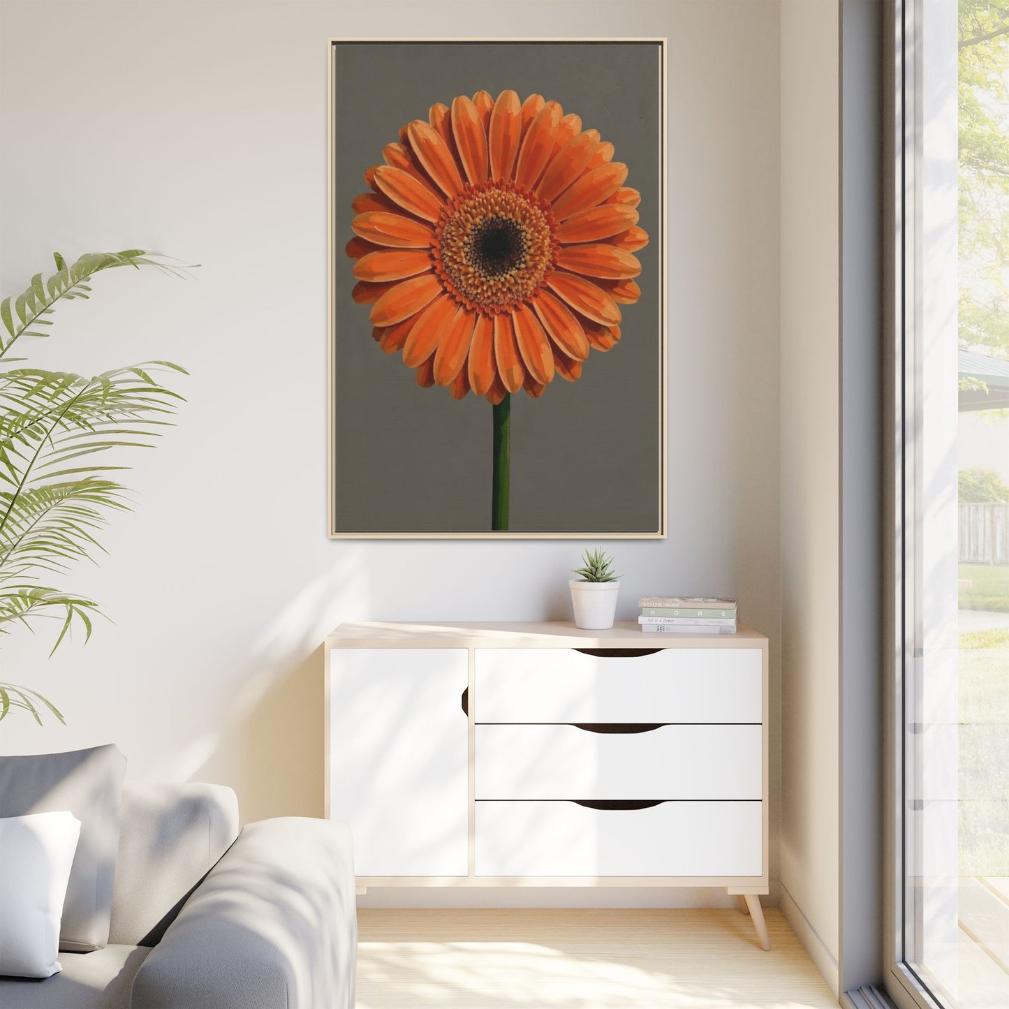 Orange Gerbera Daisy Matte Canvas Print (Framed)