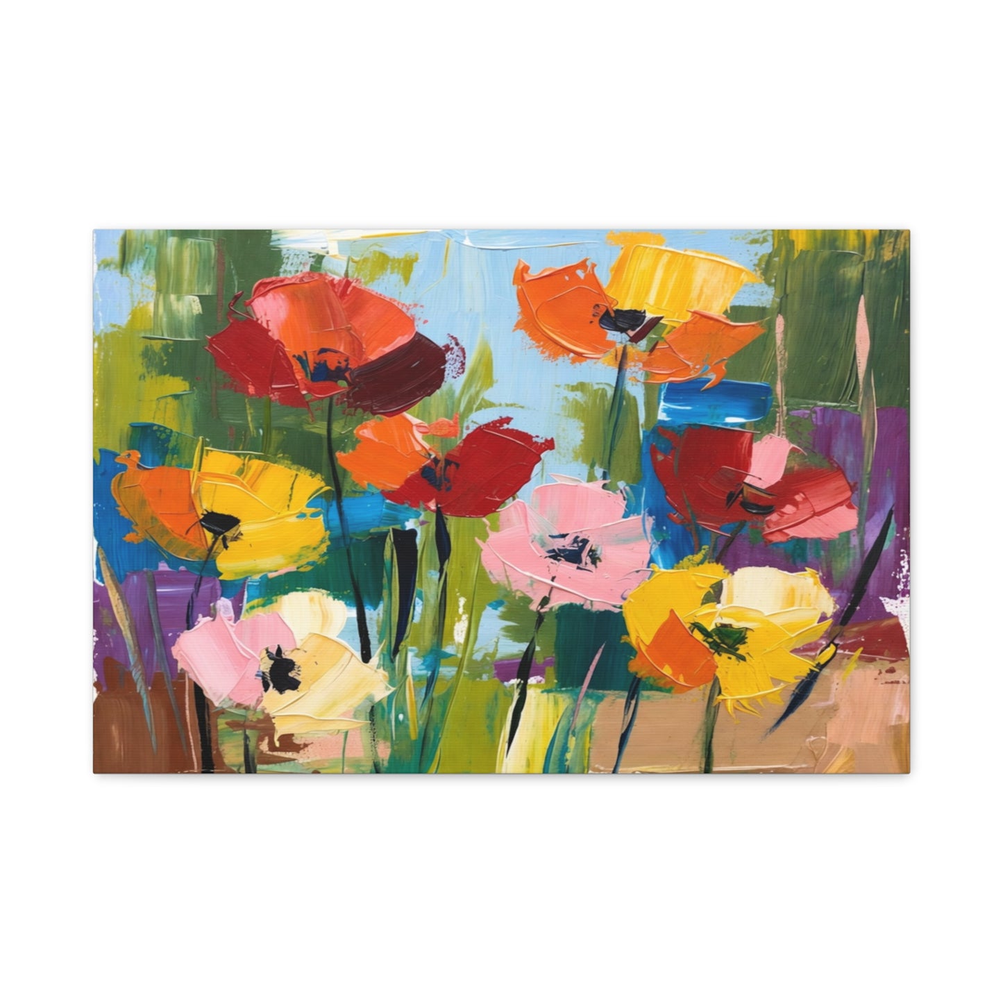 Colorful Abstract Floral Canvas Wall Art — Matte Stretched 1.25"