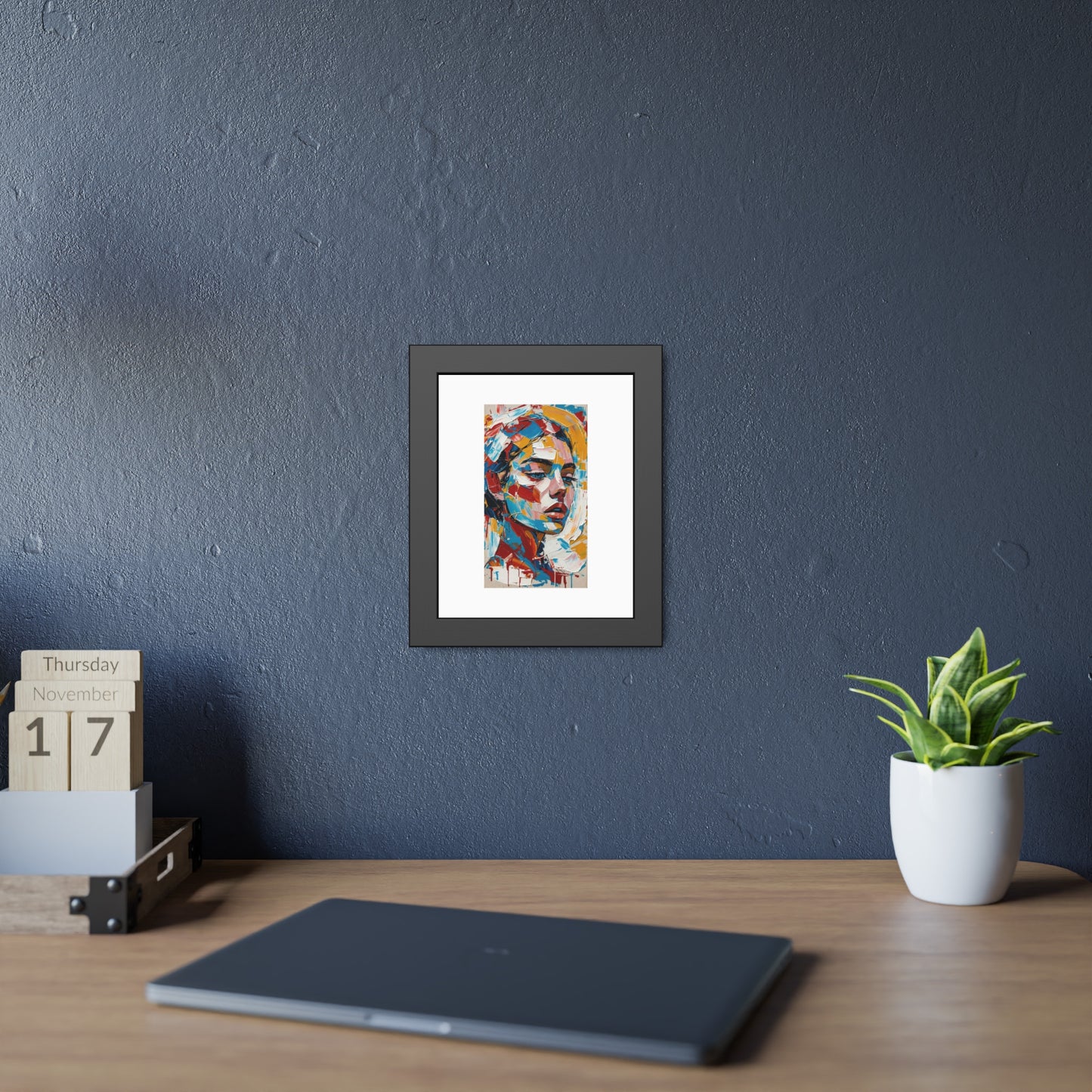 Abstract Colorful Portrait Framed Paper Poster – Modern Art Print for Home & Office