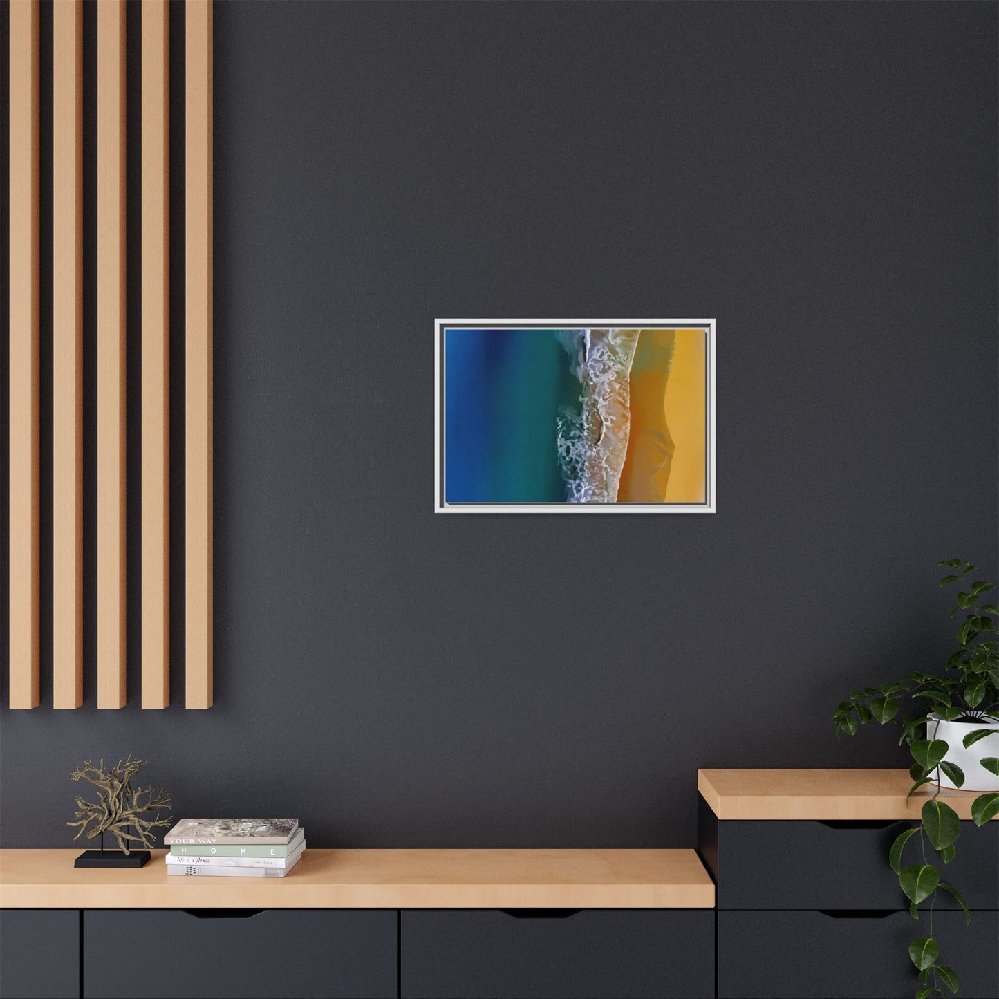 Framed Matte Canvas Seascape Print – Coastal Waves Wall Art