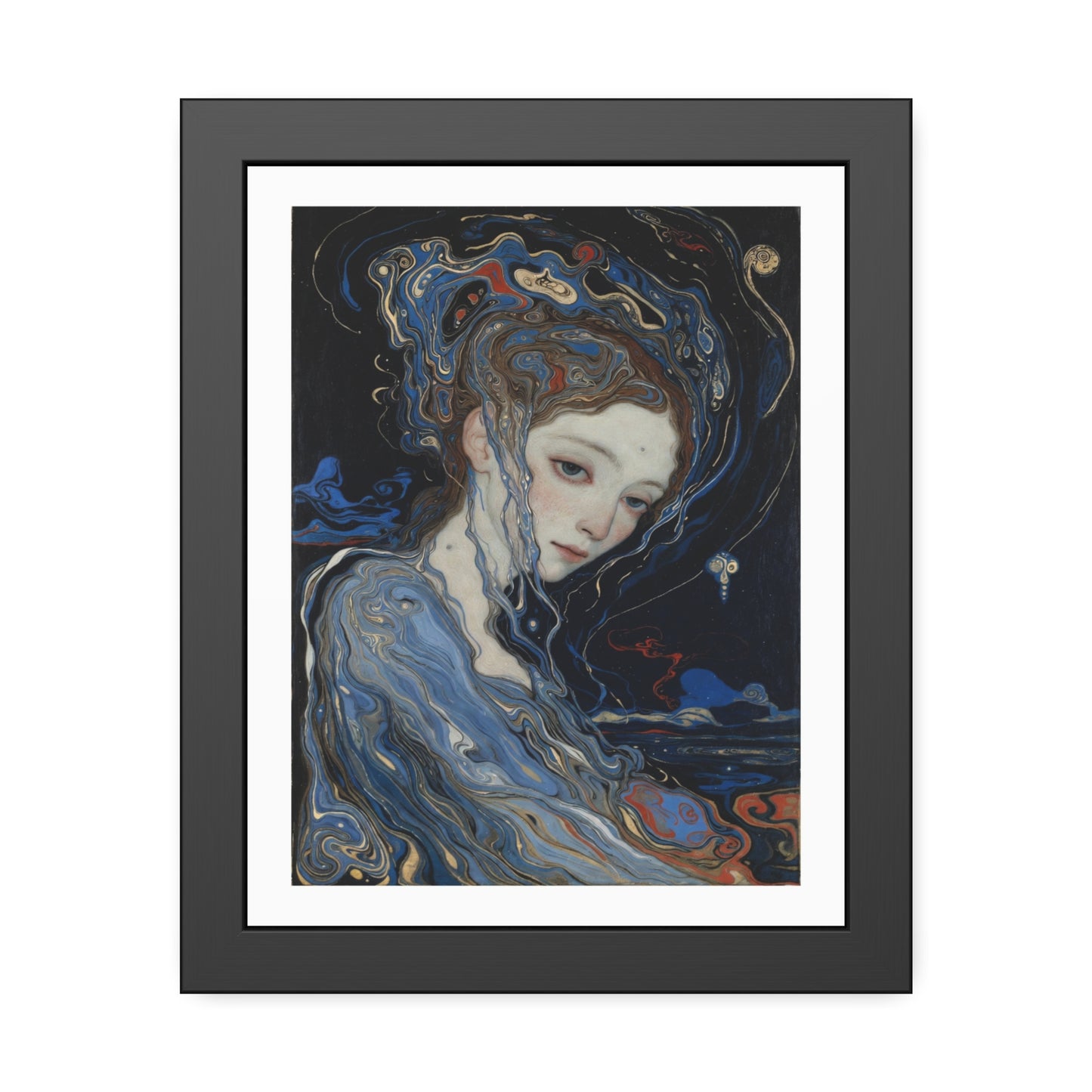 Framed Art Print — Dreamy Blue Portrait Poster