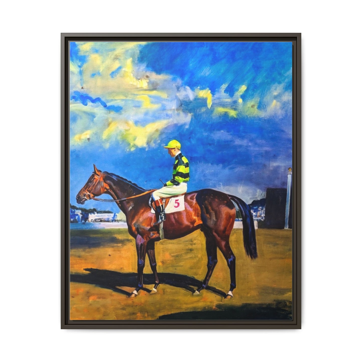 Framed Matte Canvas — Jockey on Racehorse Vintage Equestrian Wall Art