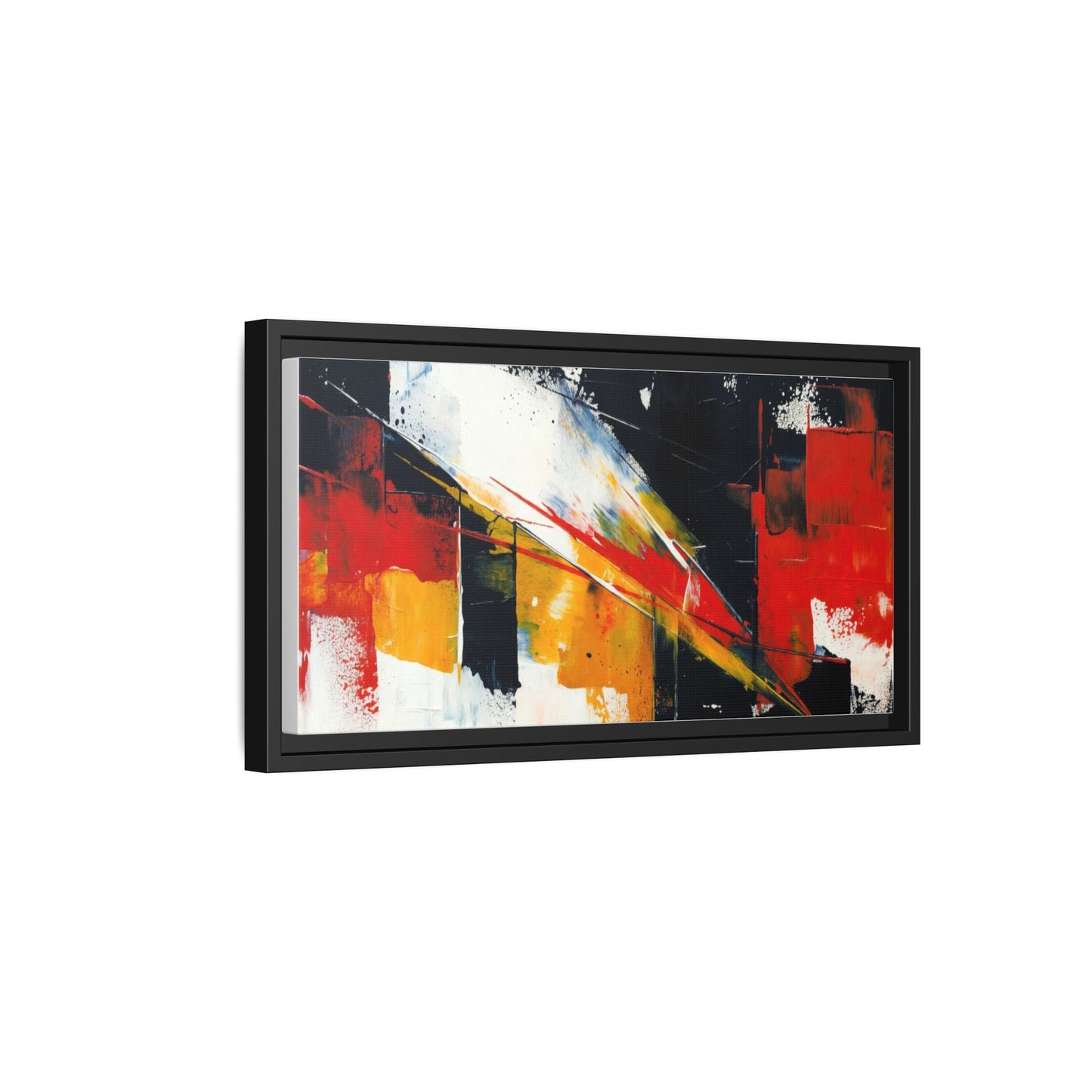 Abstract Red & Black Framed Canvas Print — Modern Geometric Wall Art