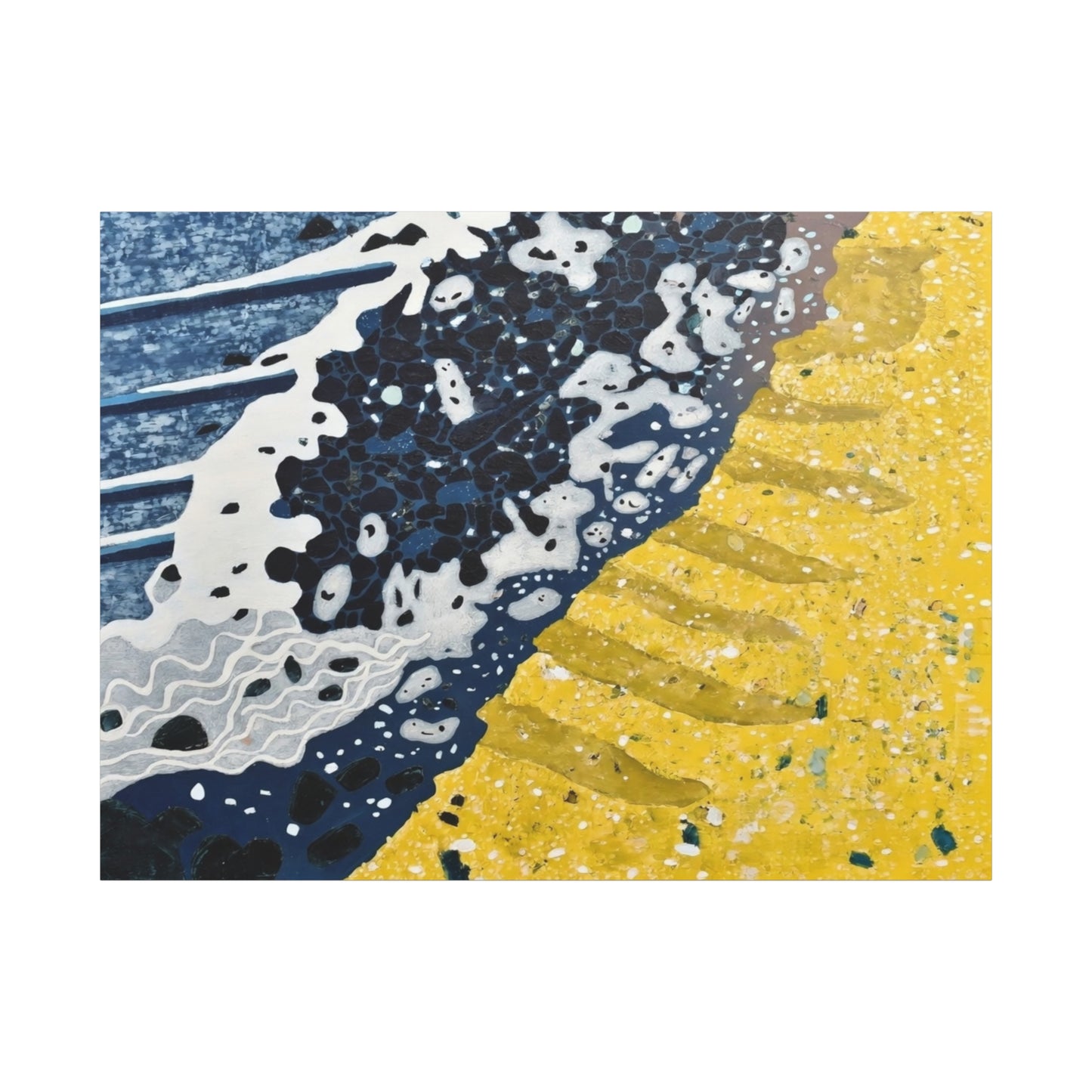 Abstract Blue & Yellow Fluid Art Canvas Print — Matte Stretched Wall Art