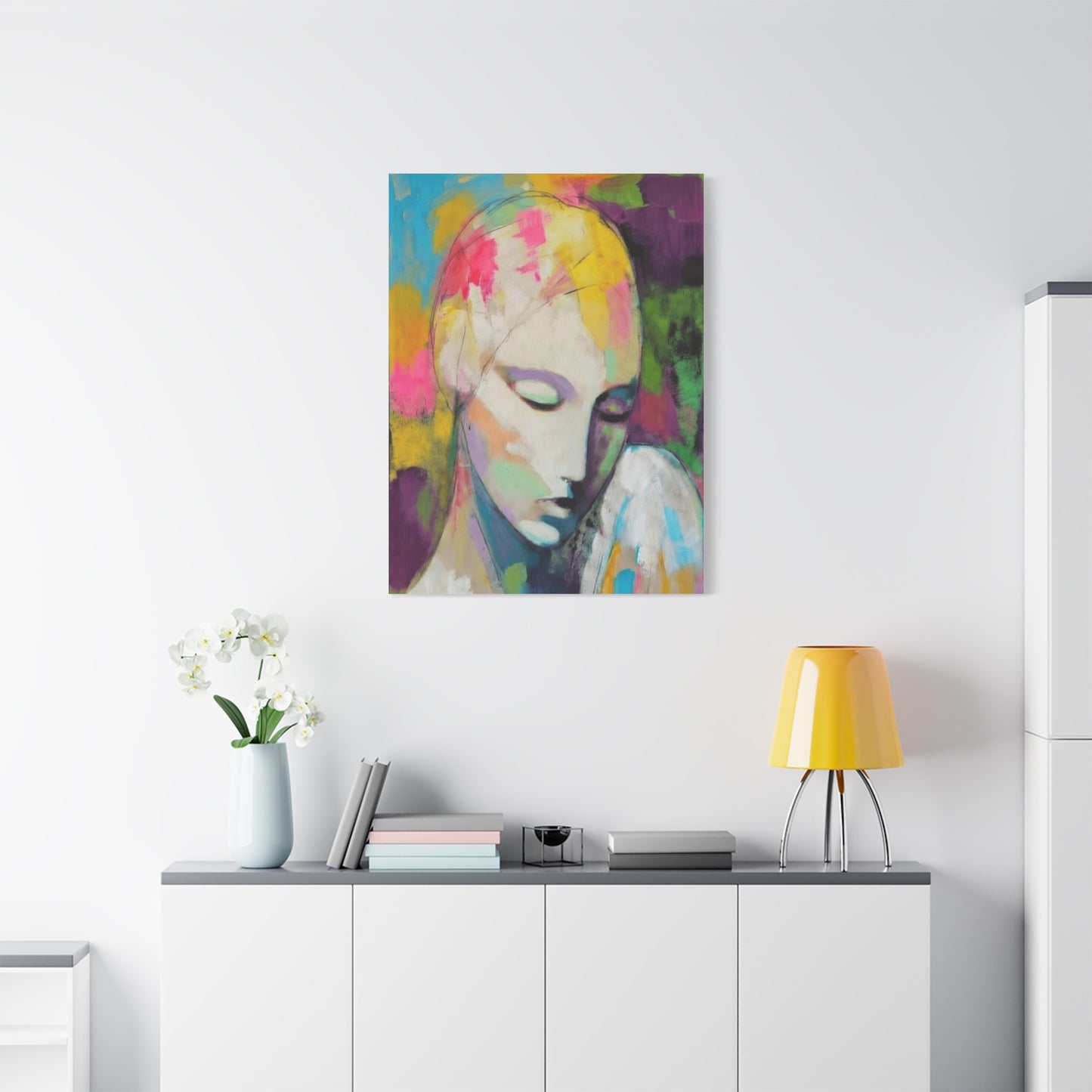 Abstract Angel Portrait Canvas - Colorful Modern Wall Art