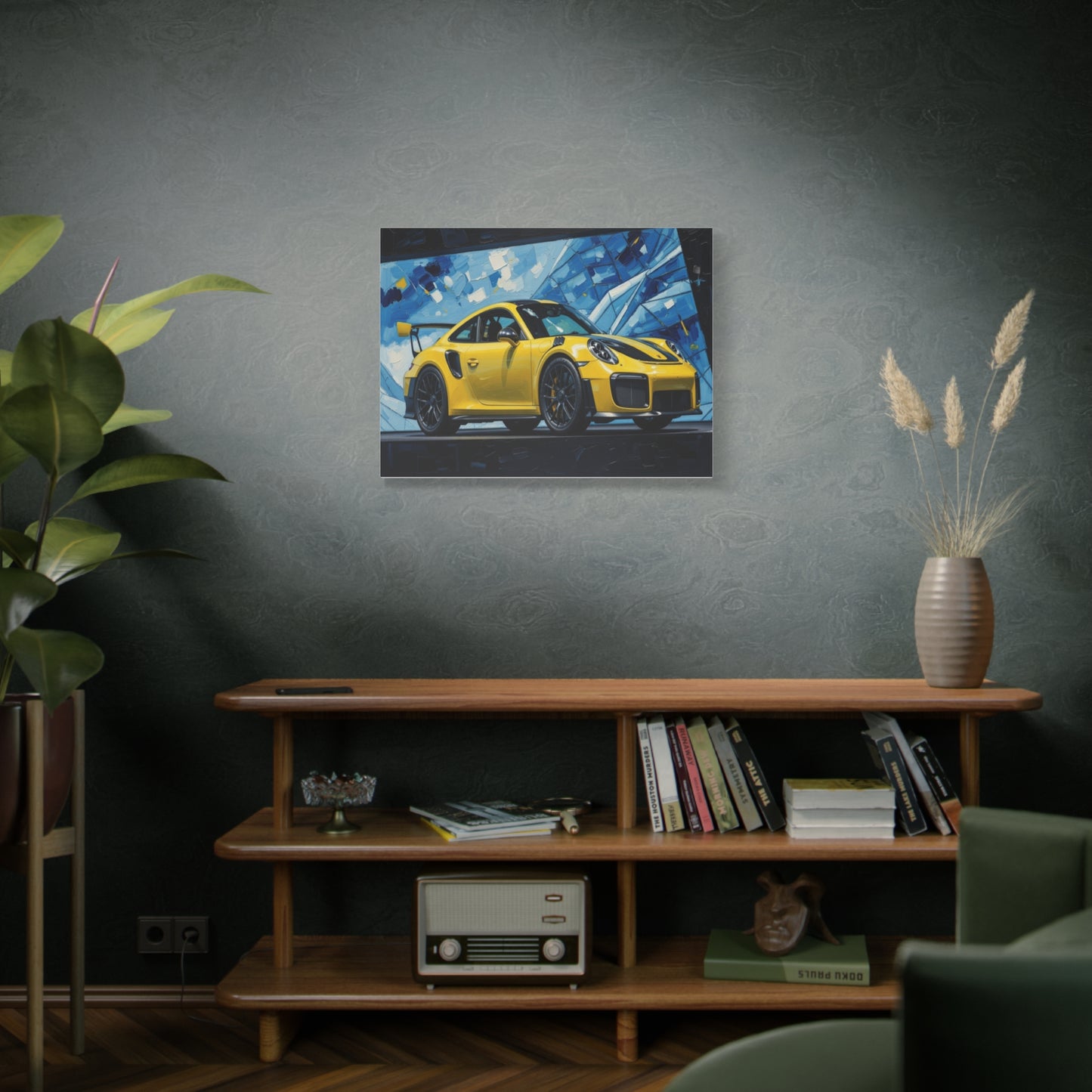 Yellow Porsche Sports Car Canvas Print — Modern Automotive Wall Art