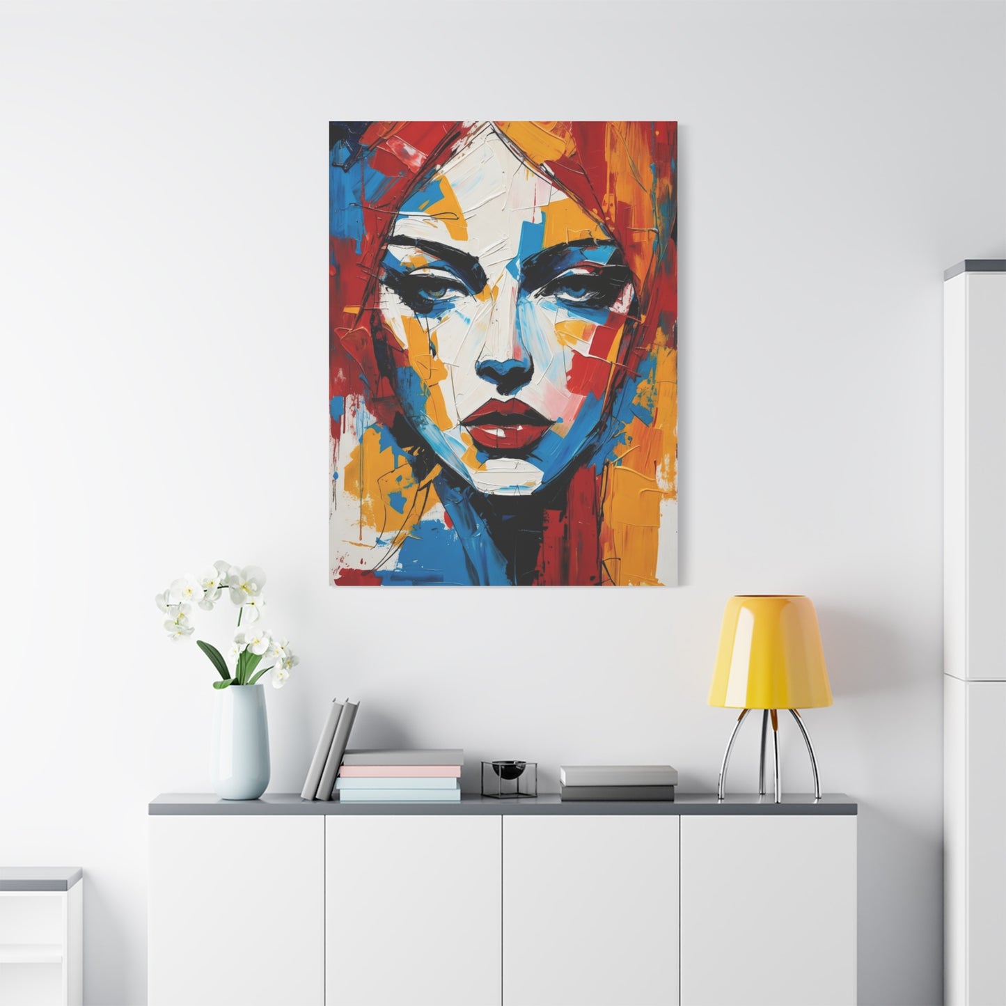 Abstract Portrait Canvas Print — Colorful Modern Woman Wall Art