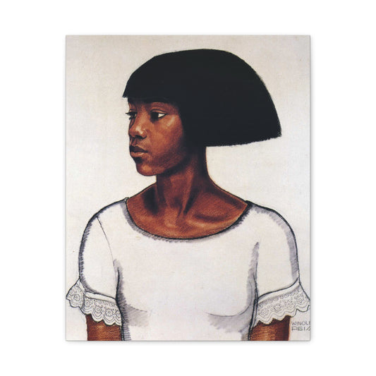 Portrait of a Young Woman by Winold Reiss Portrait Canvas Print – Matte Stretched Wall Art