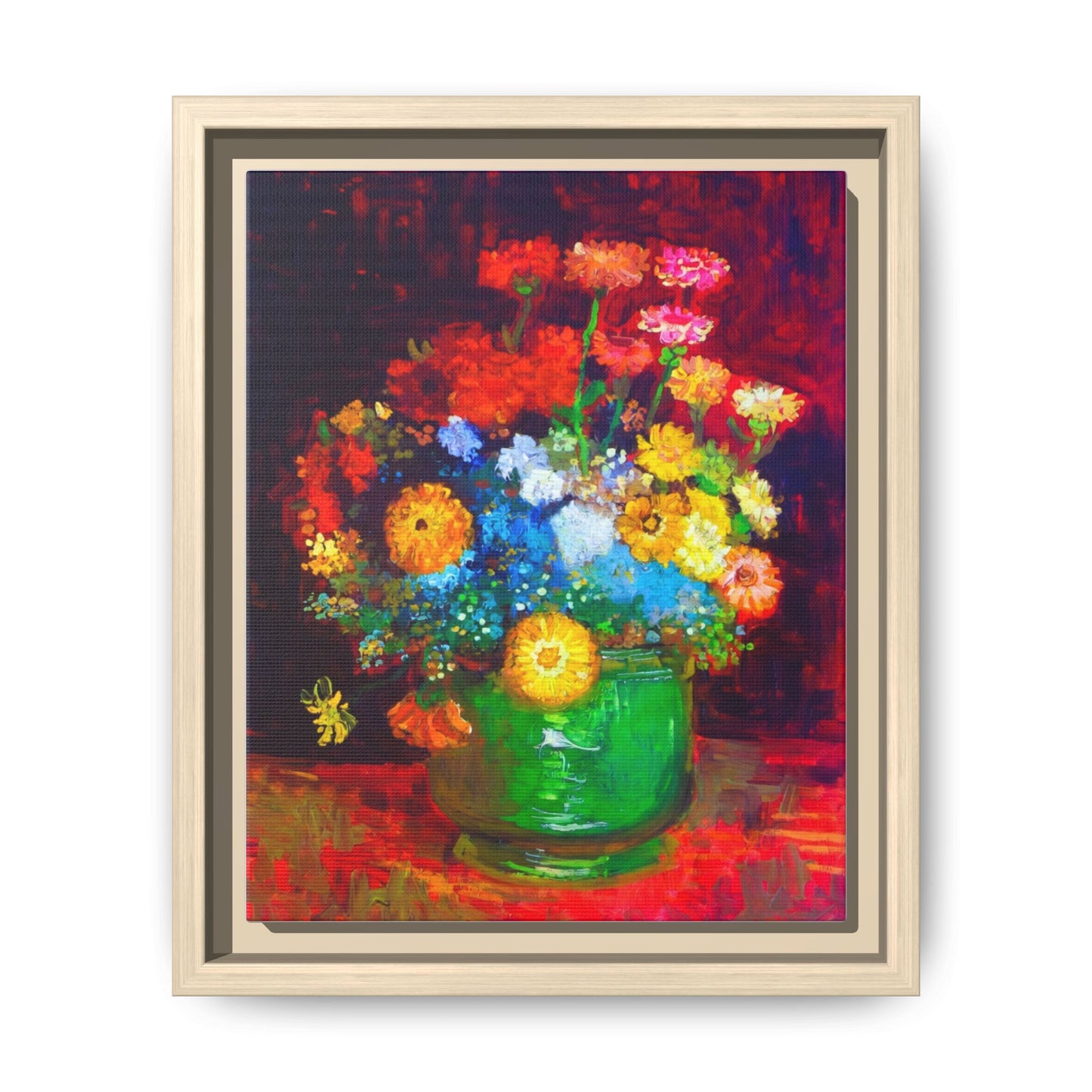 Framed Floral Canvas Print — Colorful Bouquet Wall Art