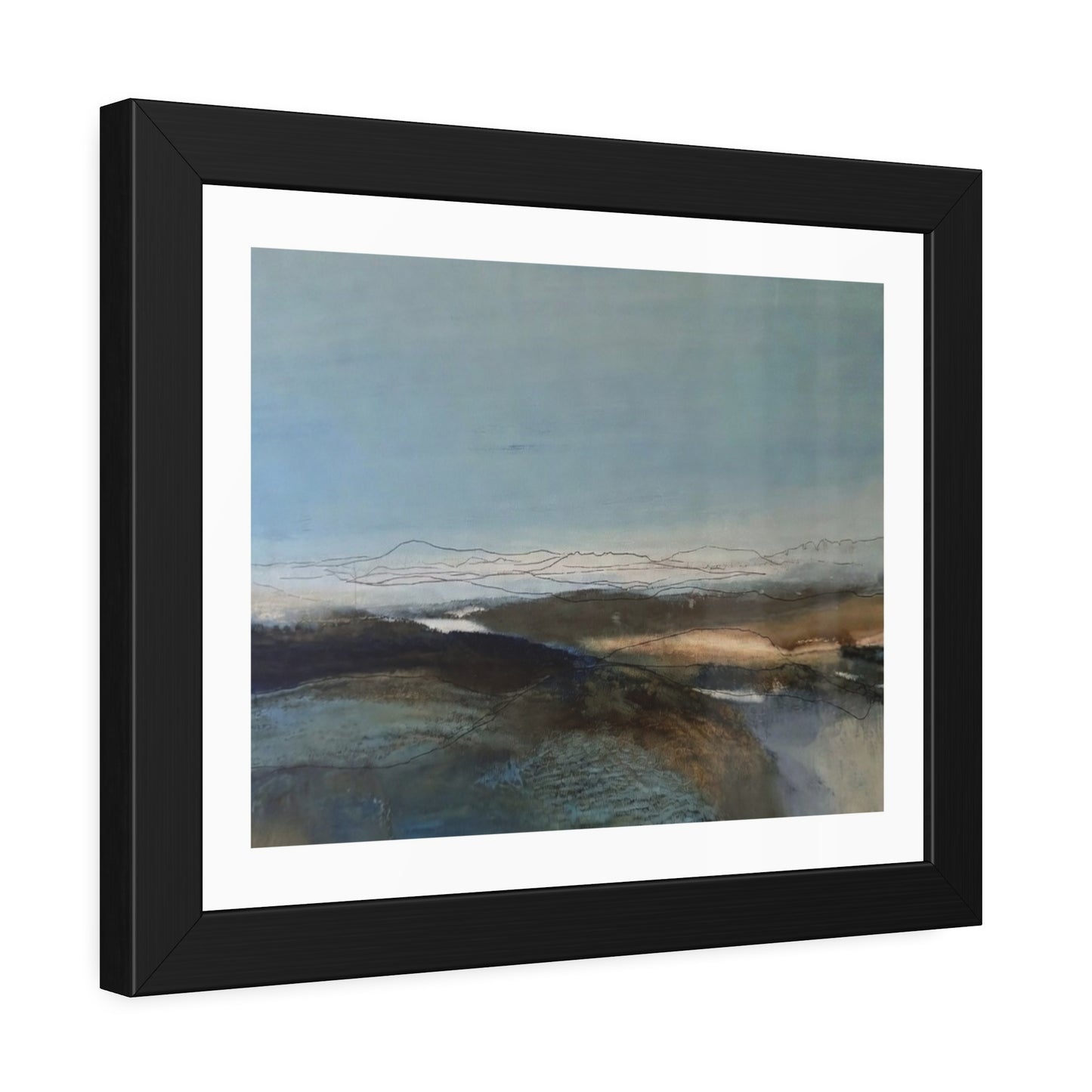 Framed Landscape Poster — Serene Blue Abstract Wall Art