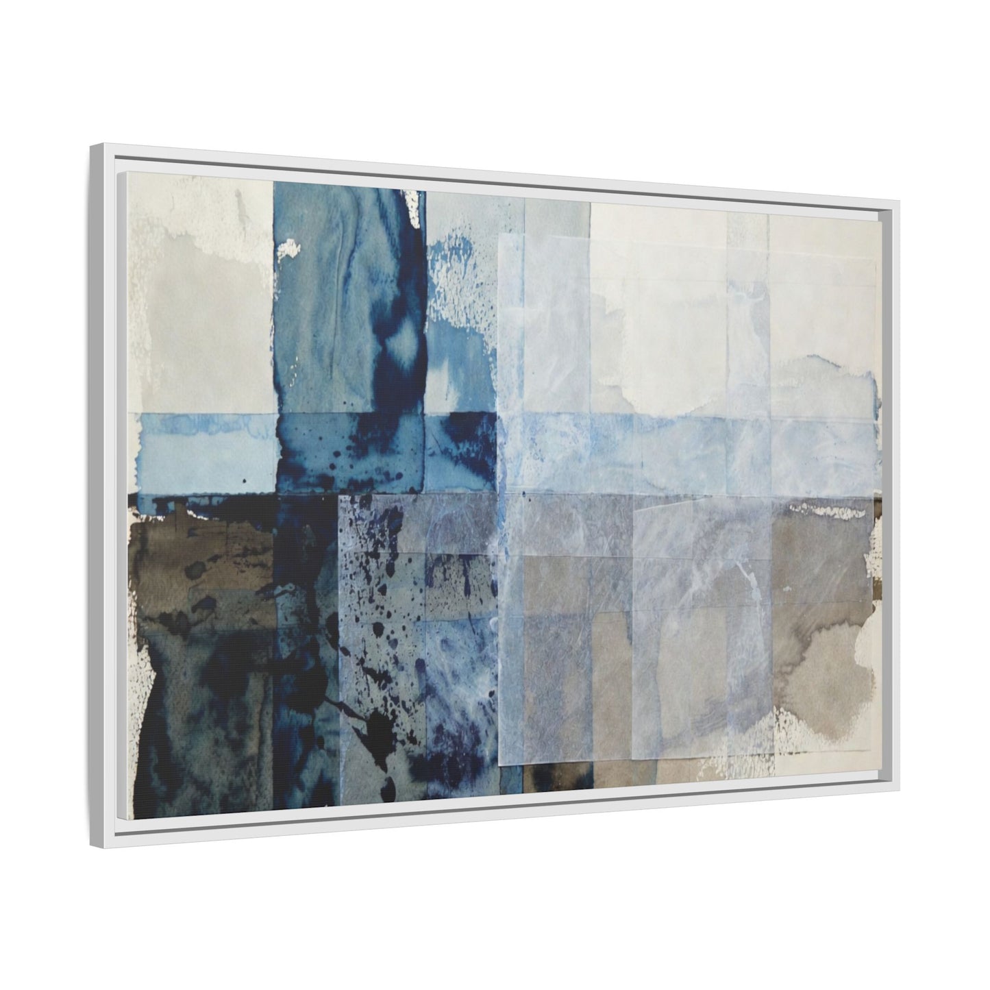 Abstract Coastal Blue Framed Canvas Art