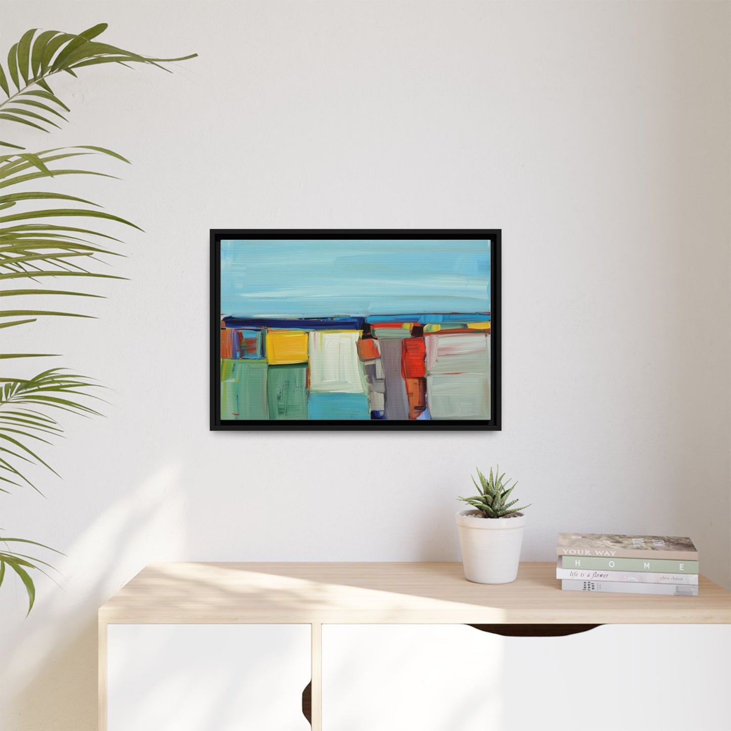 Abstract Coastal Blocks Matte Canvas Print (Framed)