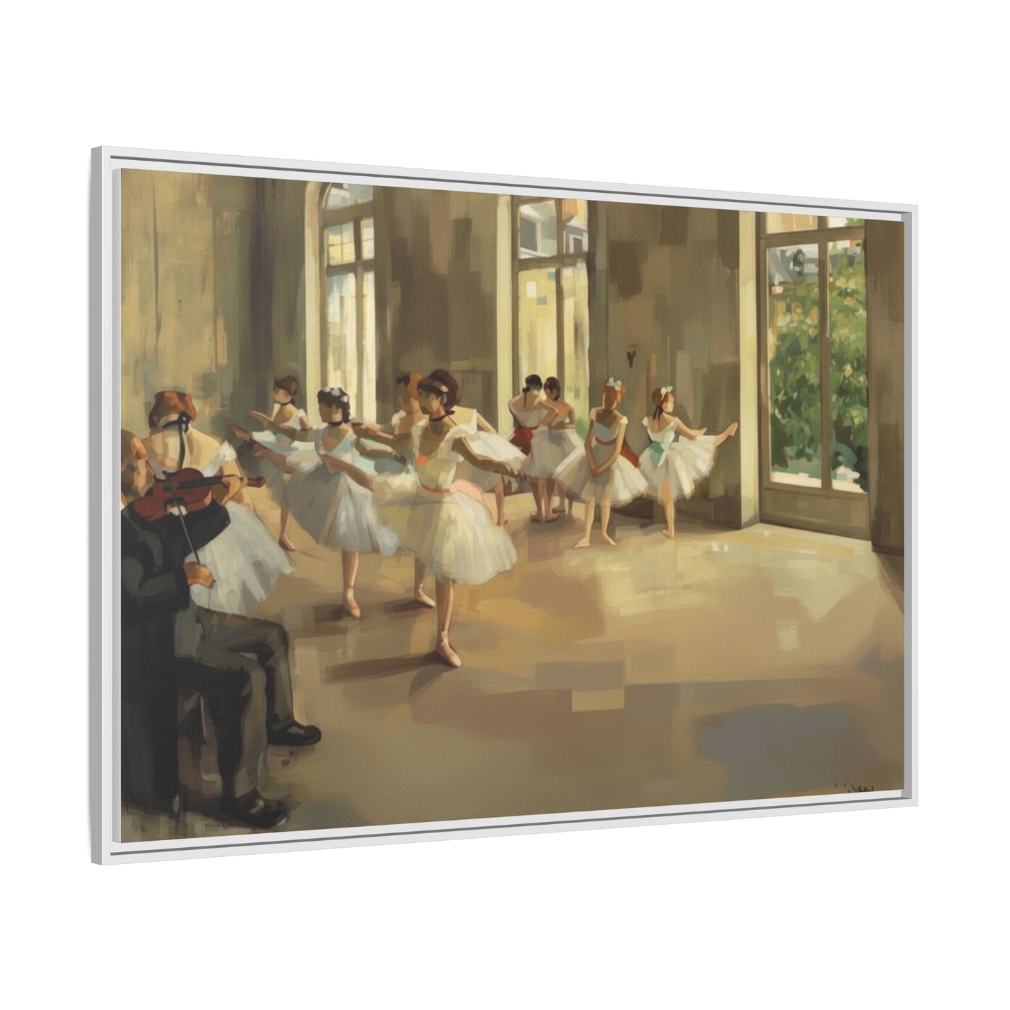 Framed Matte Canvas Print — Ballet Class Scene (Impressionist Dancers)