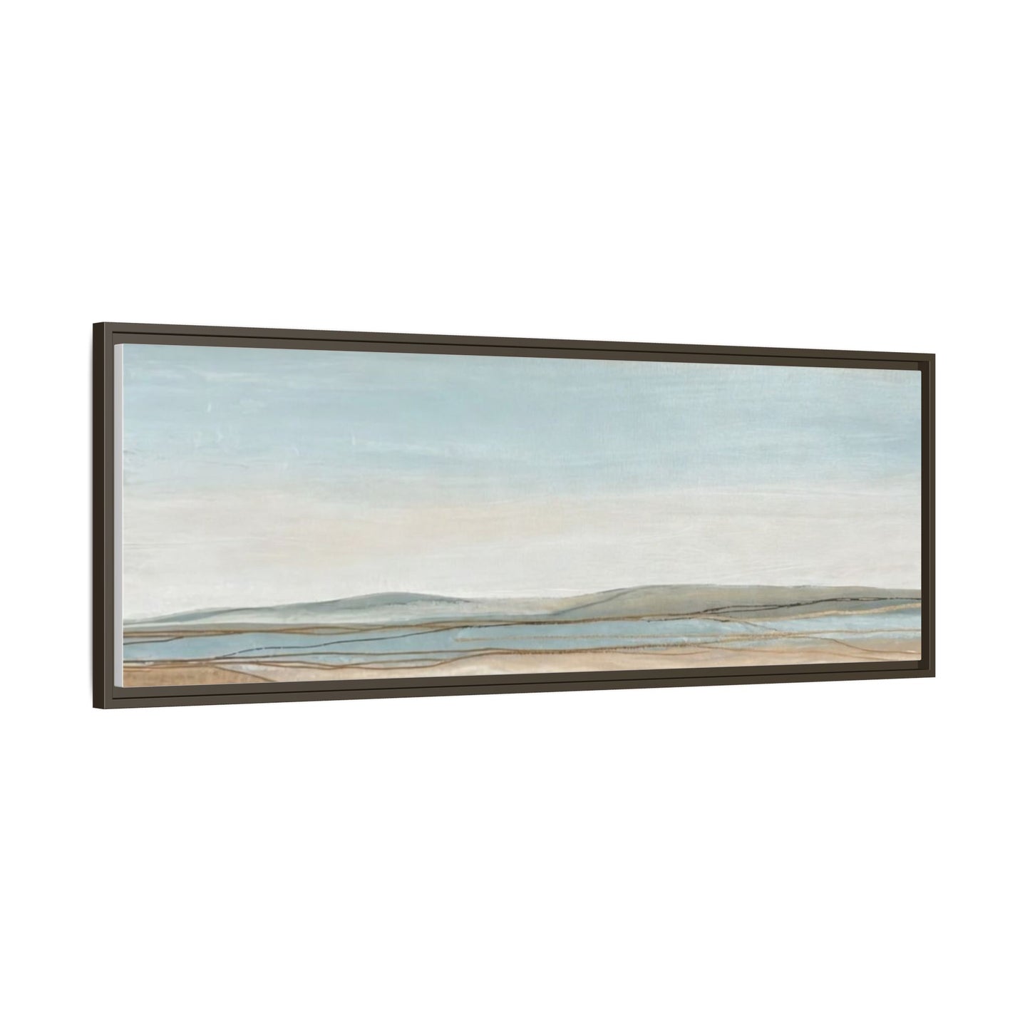 Framed Abstract Landscape Matte Canvas — Serene Coastal Horizon Wall Art