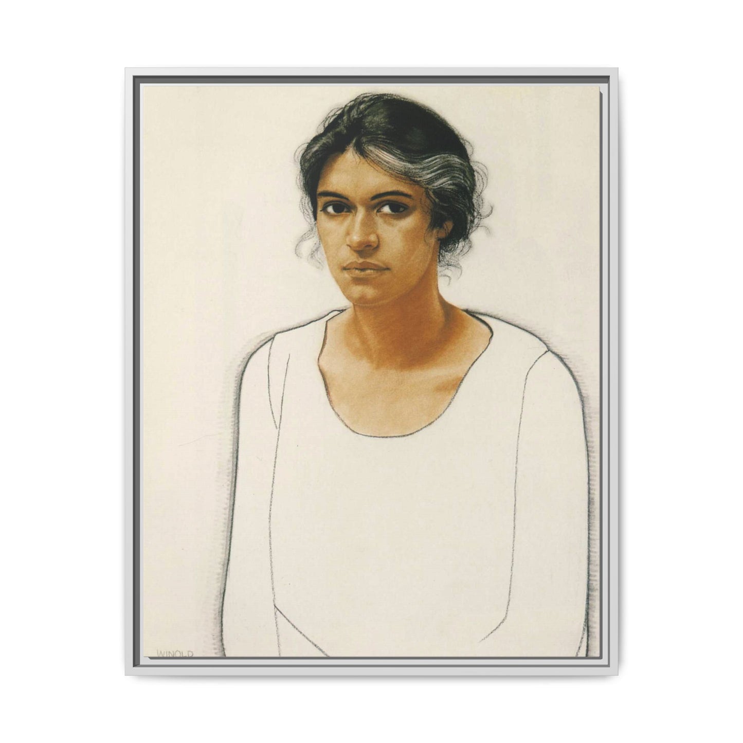 Portrait of a Woman by Winold Reiss Framed Matte Canvas Portrait Print