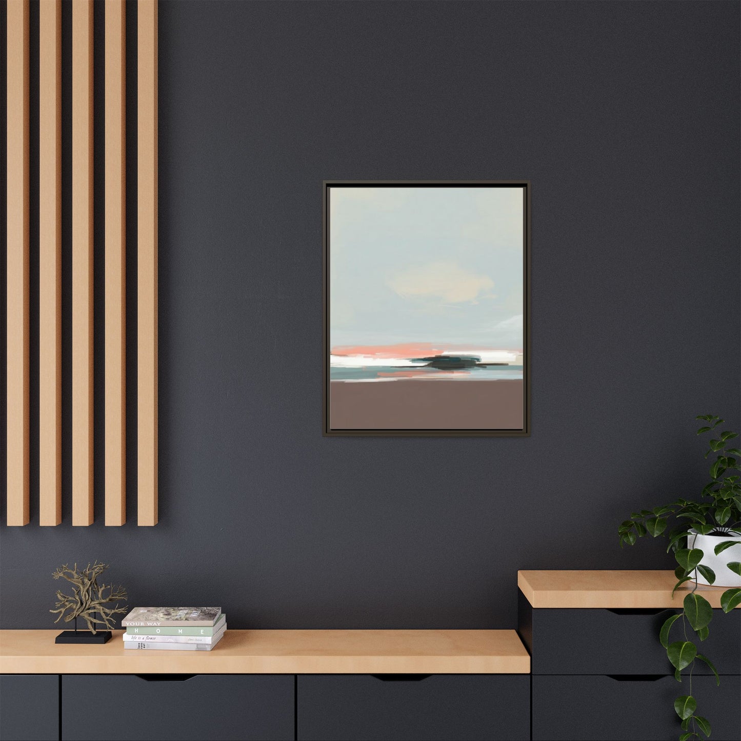 Framed Matte Canvas Print — Soft Coastal Abstract Landscape