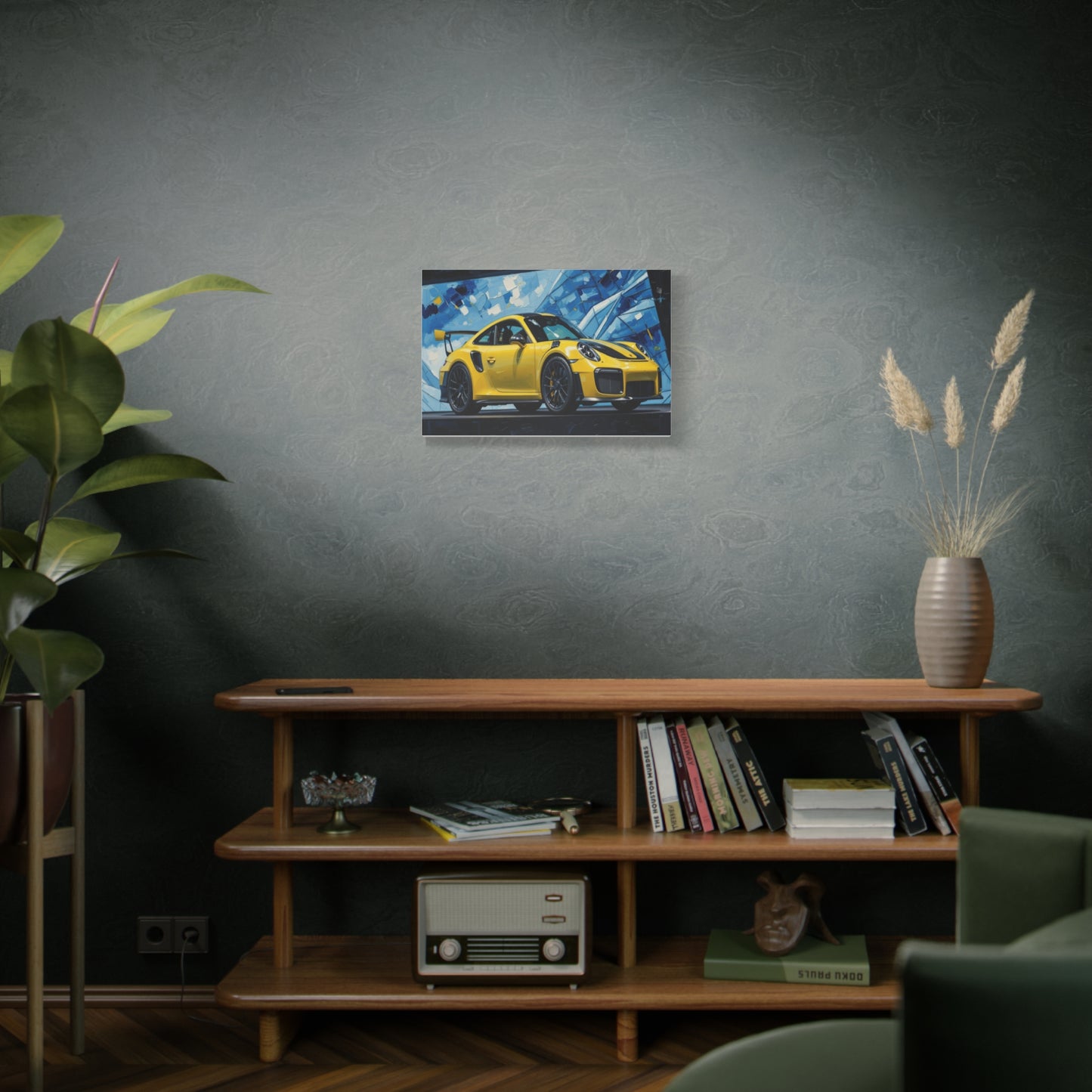 Yellow Porsche Sports Car Canvas Print — Modern Automotive Wall Art