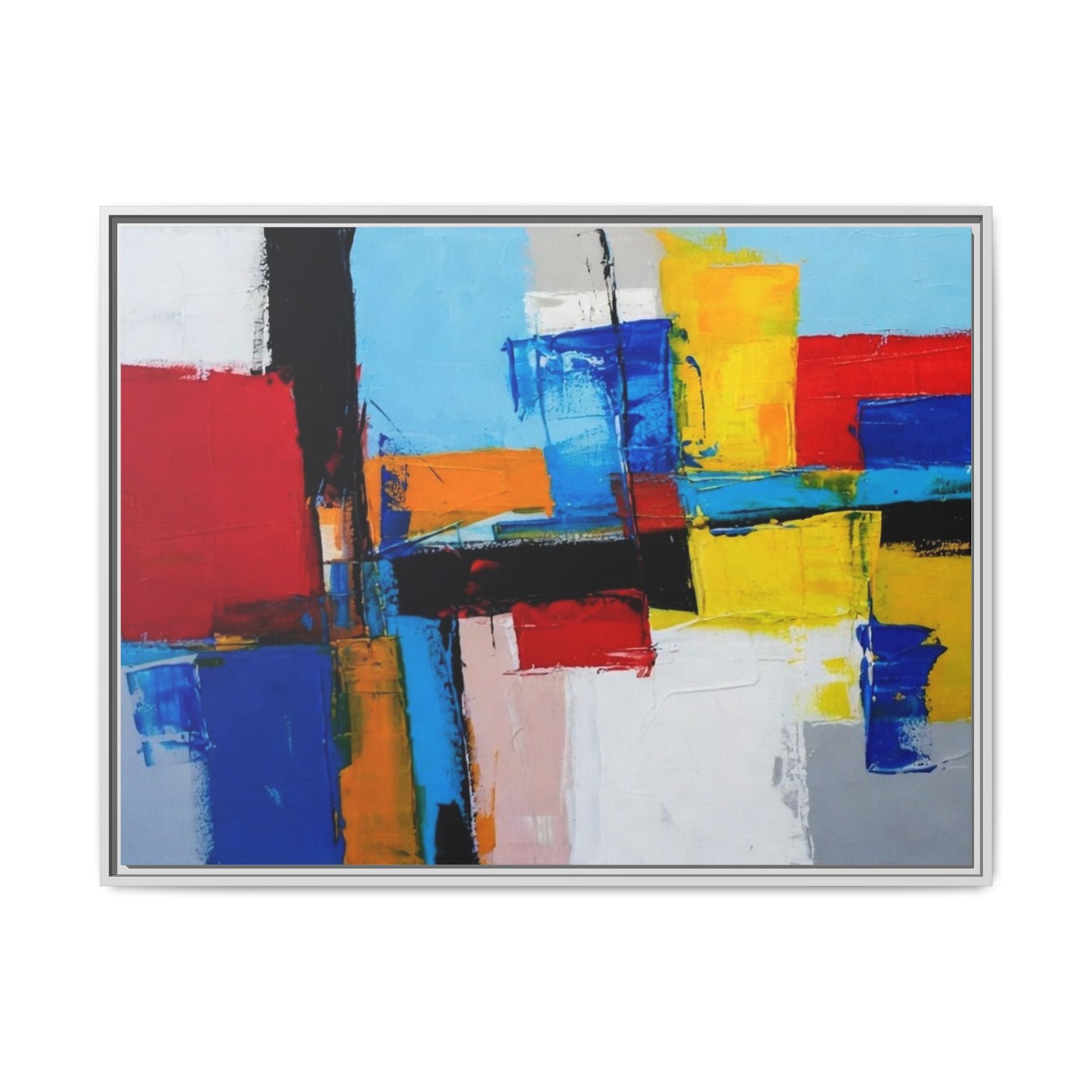 Abstract Color Block Matte Canvas Framed Wall Art