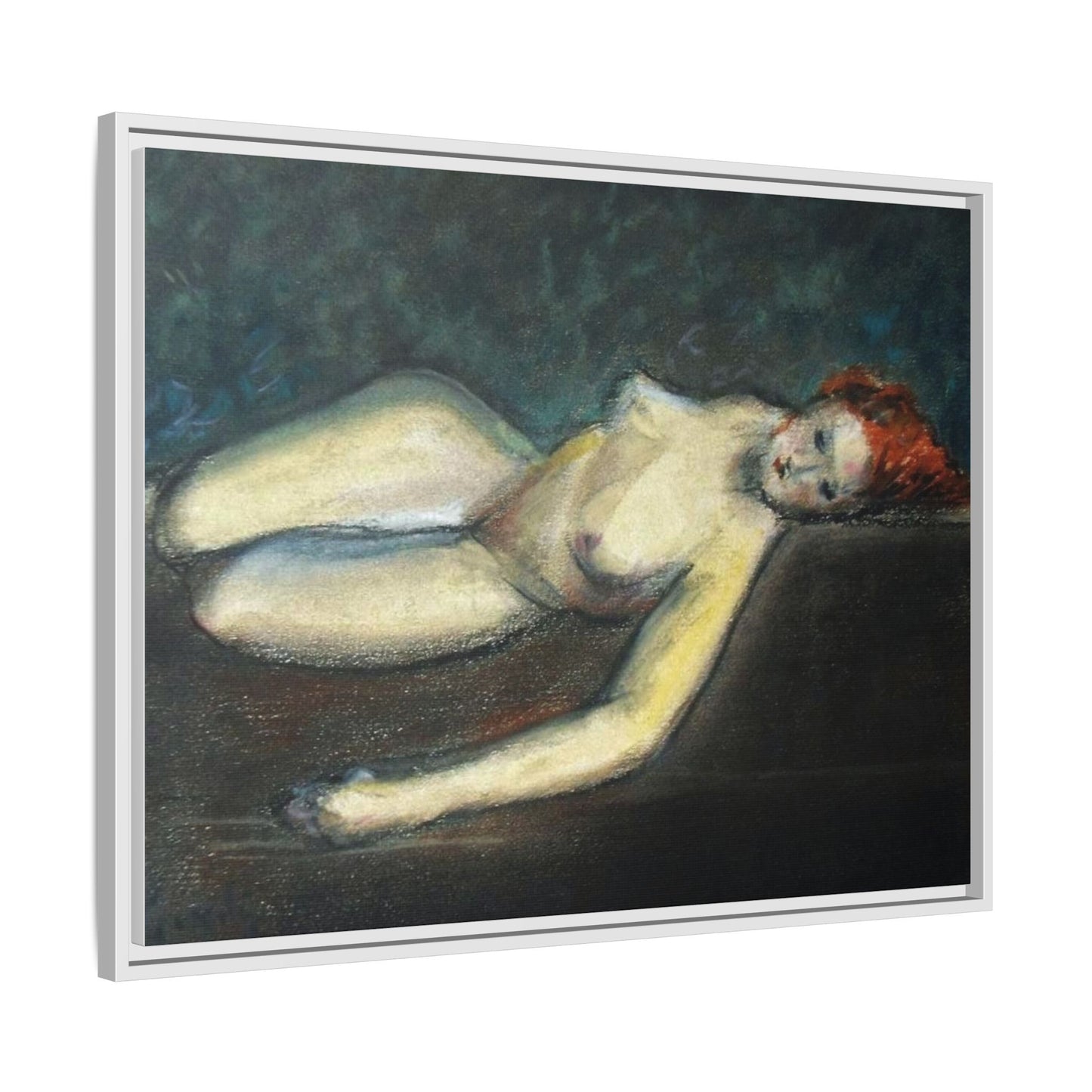 Lying nude by Paul Gosselin Framed Matte Canvas Wall Art Print