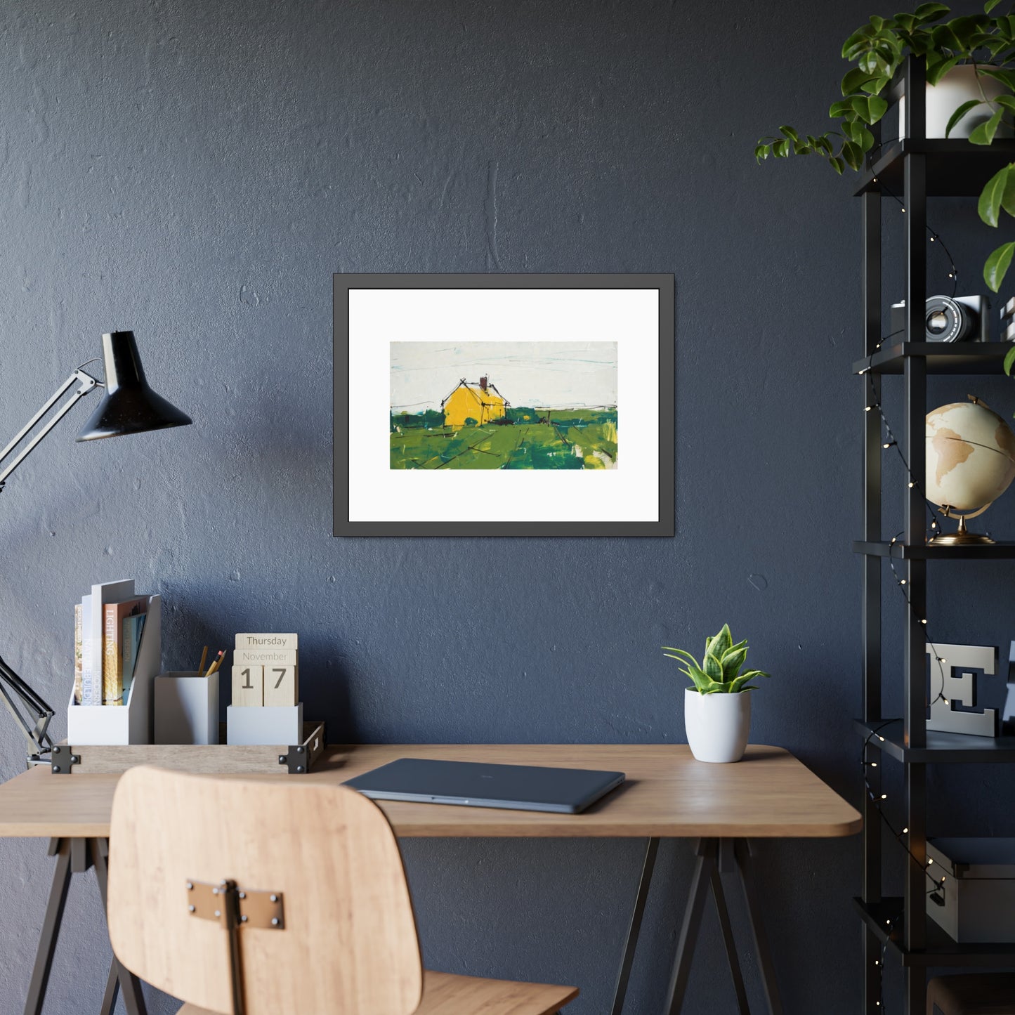 Framed Poster — Yellow Country House Landscape Art Print