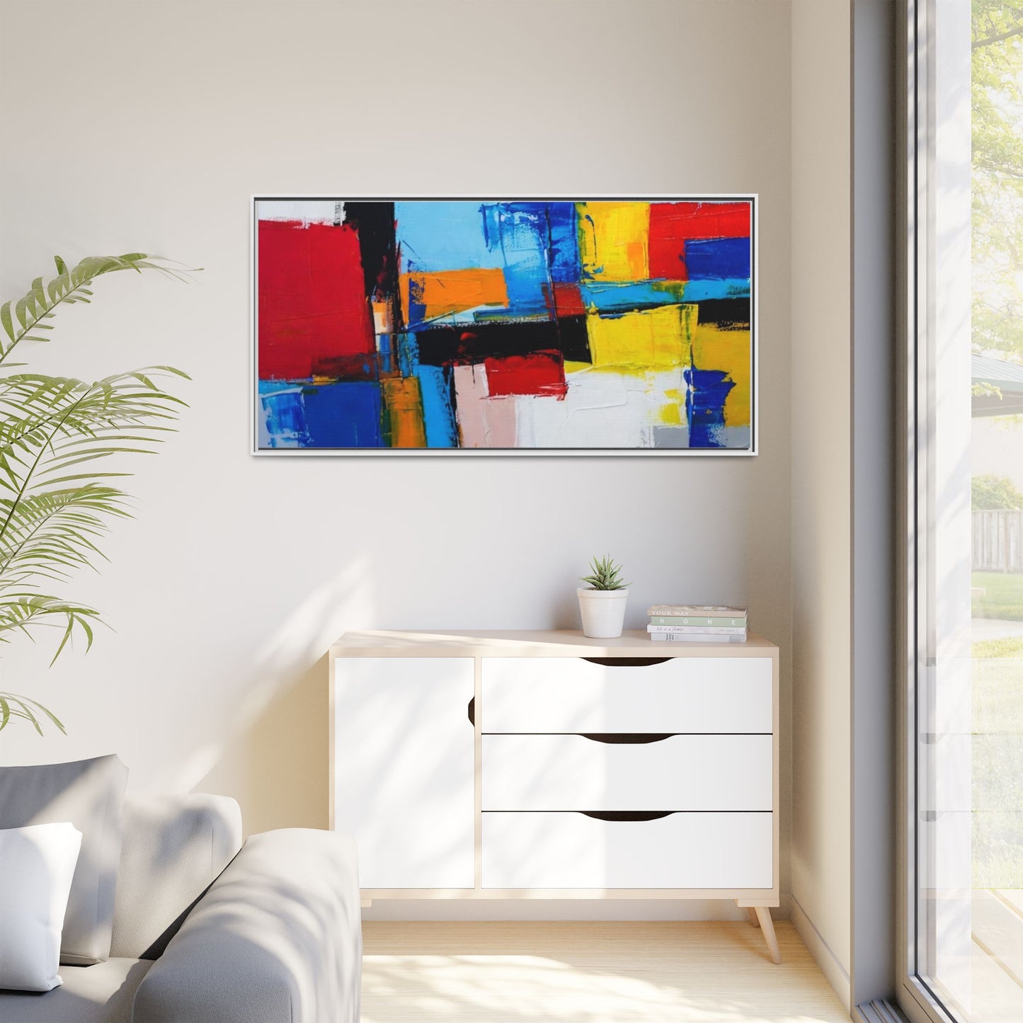 Abstract Color Block Matte Canvas Framed Wall Art