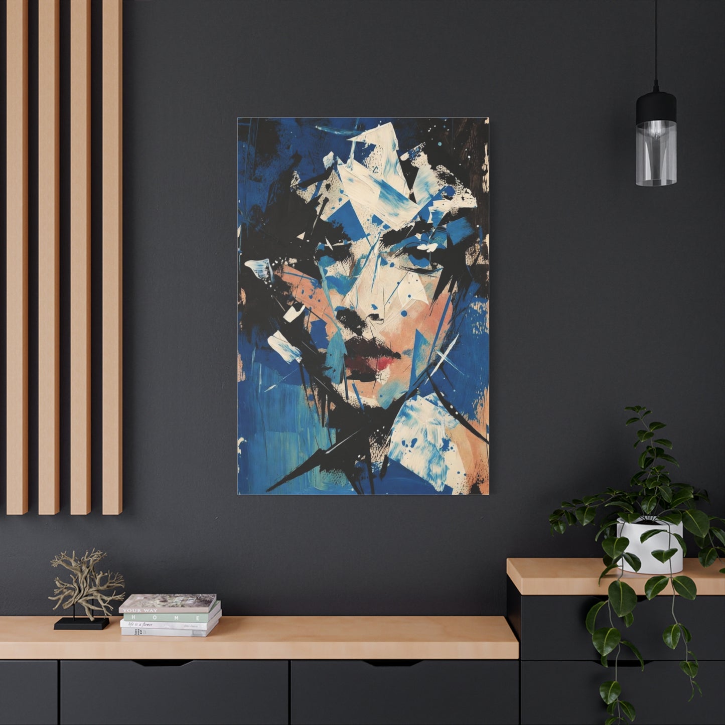 Abstract Blue Portrait Canvas Print — Modern Stretched Wall Art