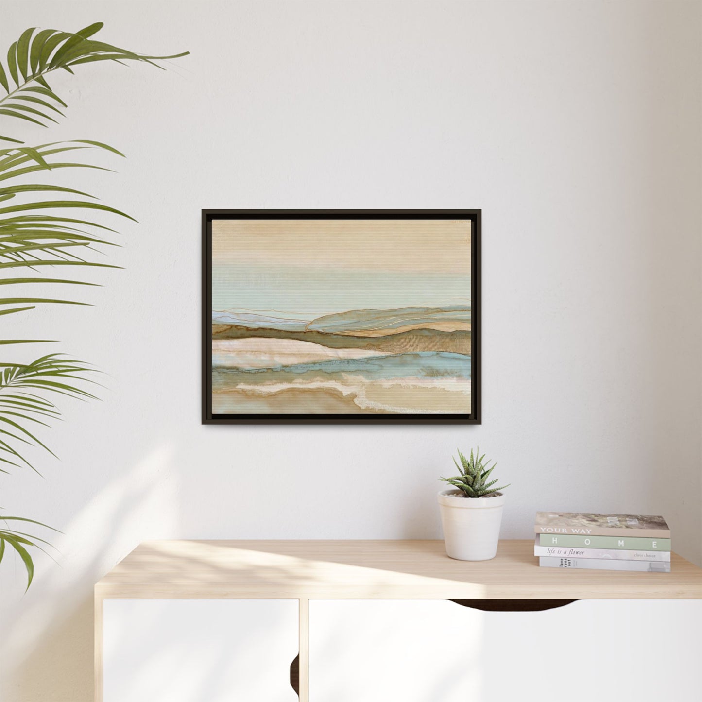 Framed Matte Canvas Coastal Abstract Landscape Wall Art