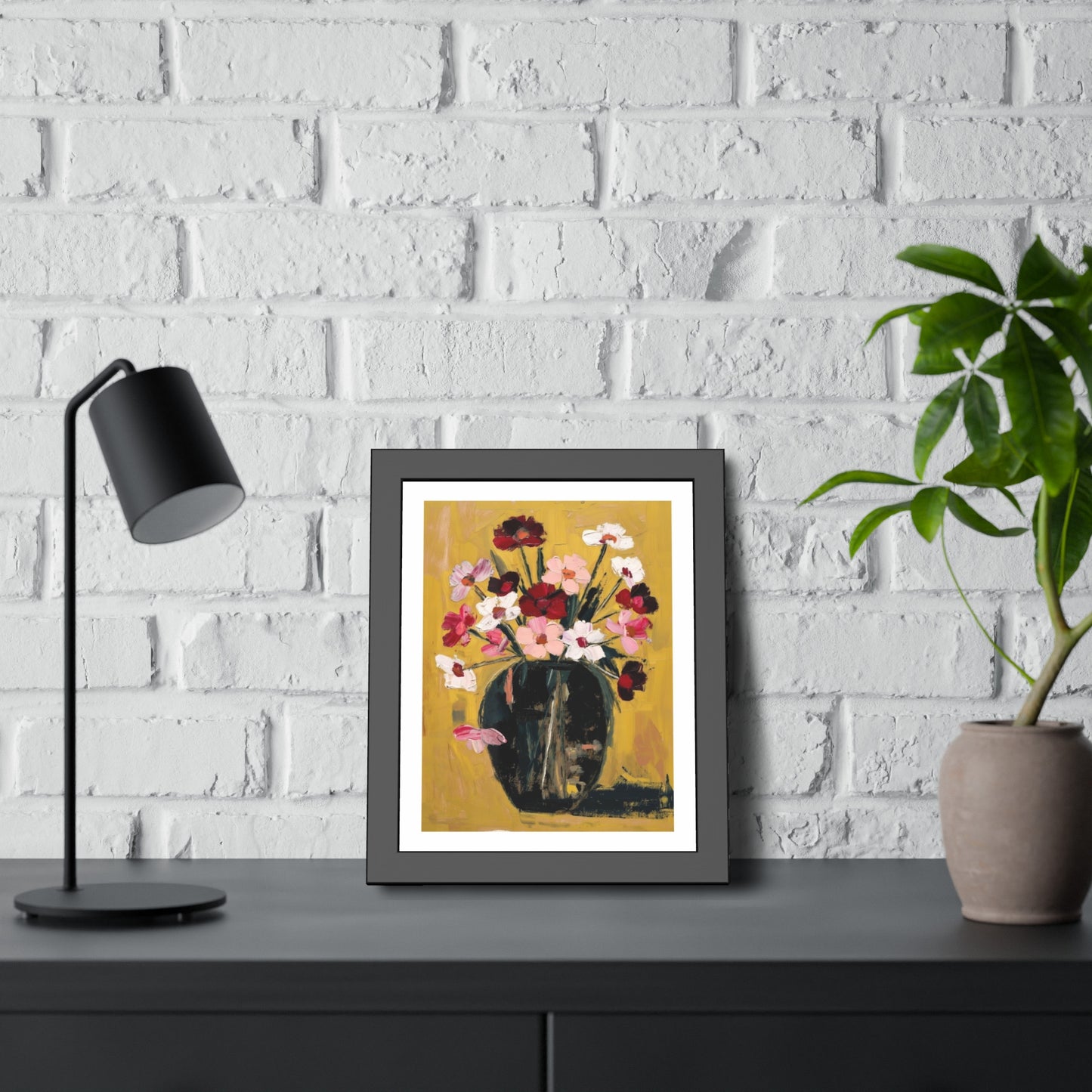 Framed Poster  Abstract Floral Vase Art Print