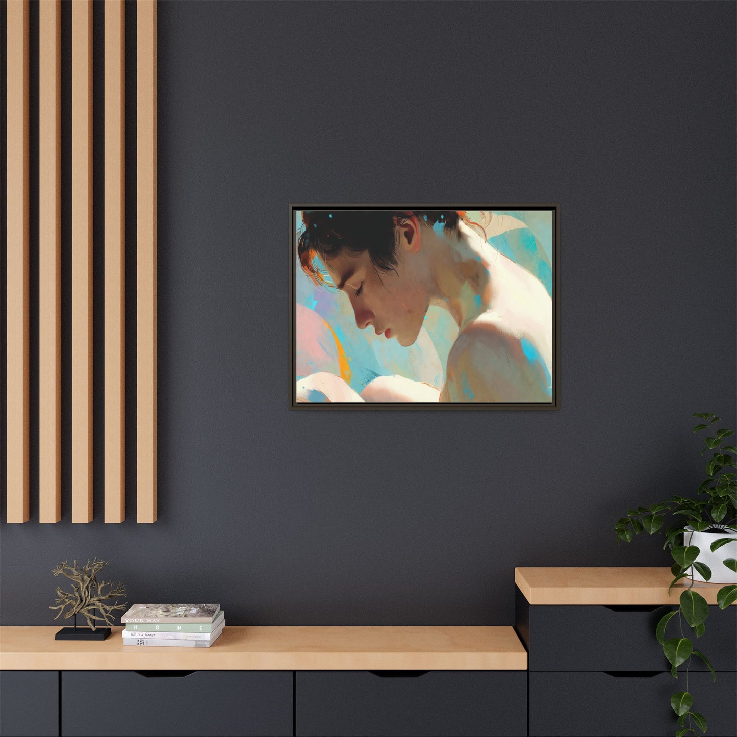 Framed Matte Canvas Print — Dreamy Portrait Art (Multi‑Color)