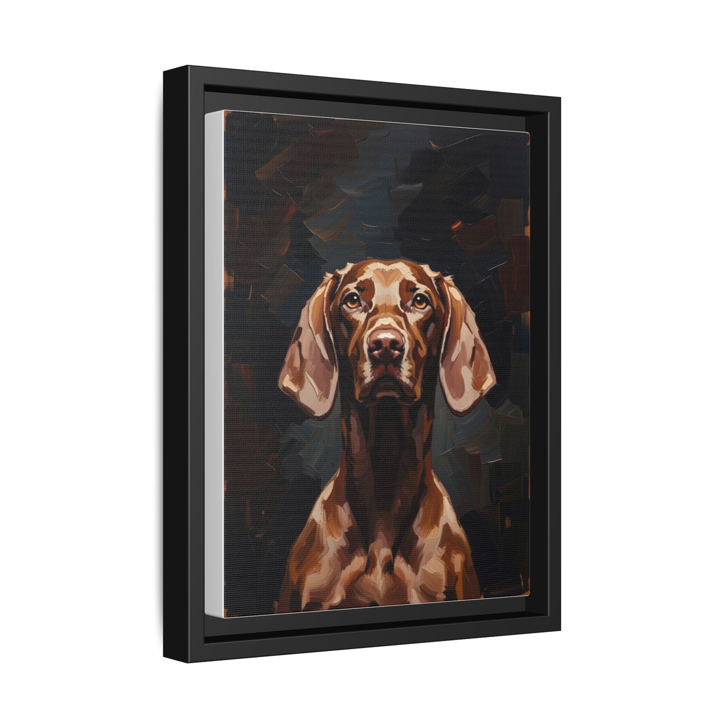 Framed Matte Canvas Dog Portrait – Brown Vizsla Wall Art