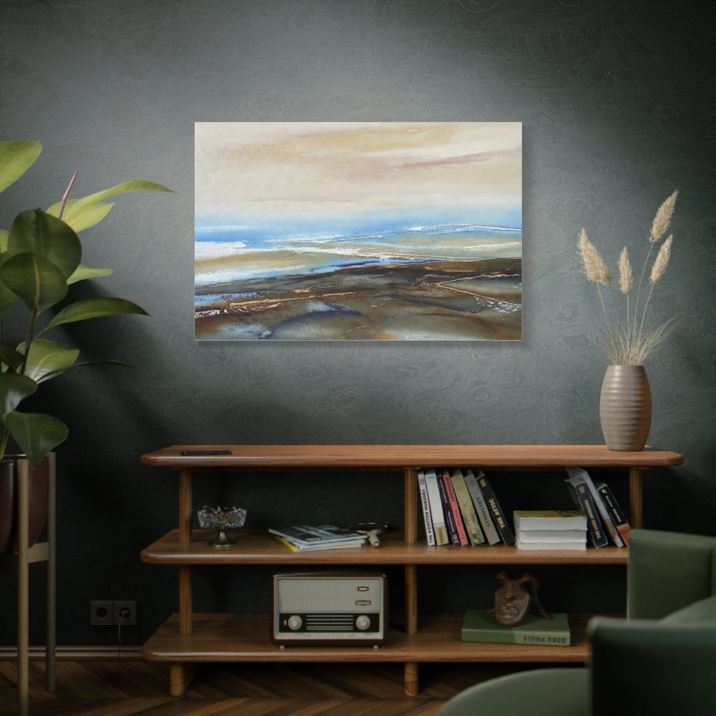 Coastal Abstract Matte Canvas Wall Art — Serene Ocean Horizon Stretch