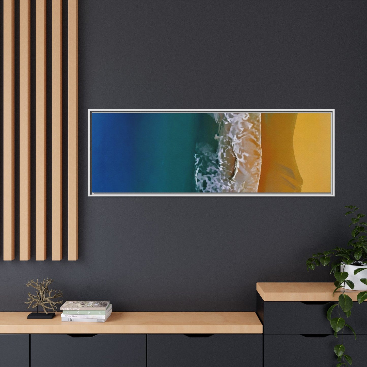 Framed Matte Canvas Seascape Print – Coastal Waves Wall Art