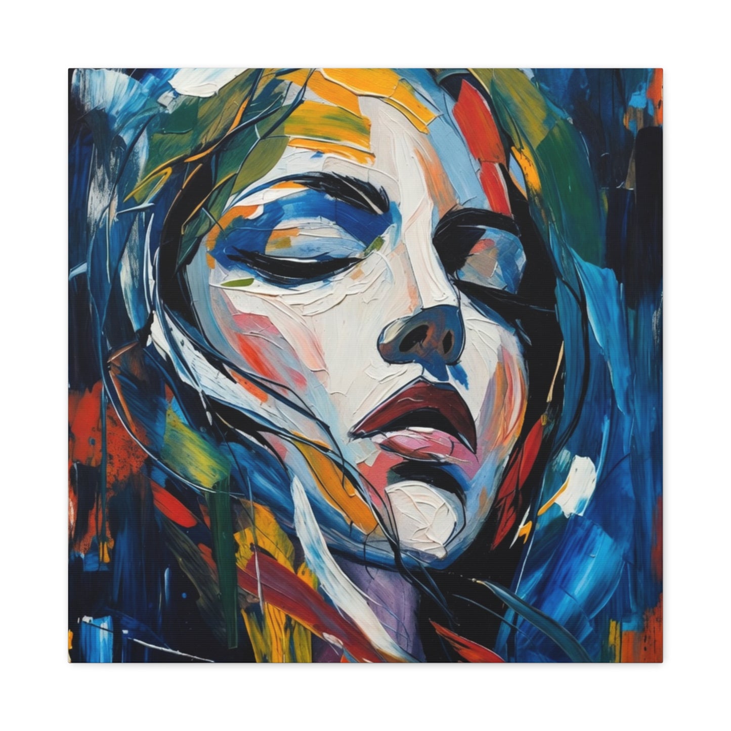 Abstract Colorful Woman Portrait Canvas
