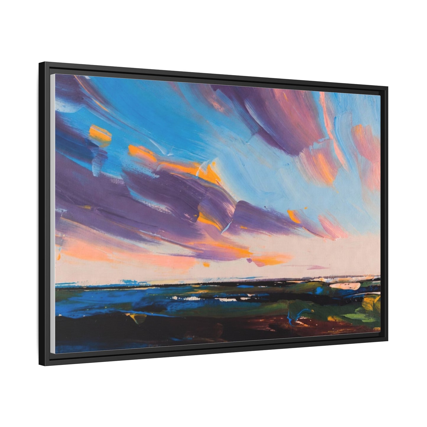 Framed Matte Canvas Abstract Seascape Sunset Art Print
