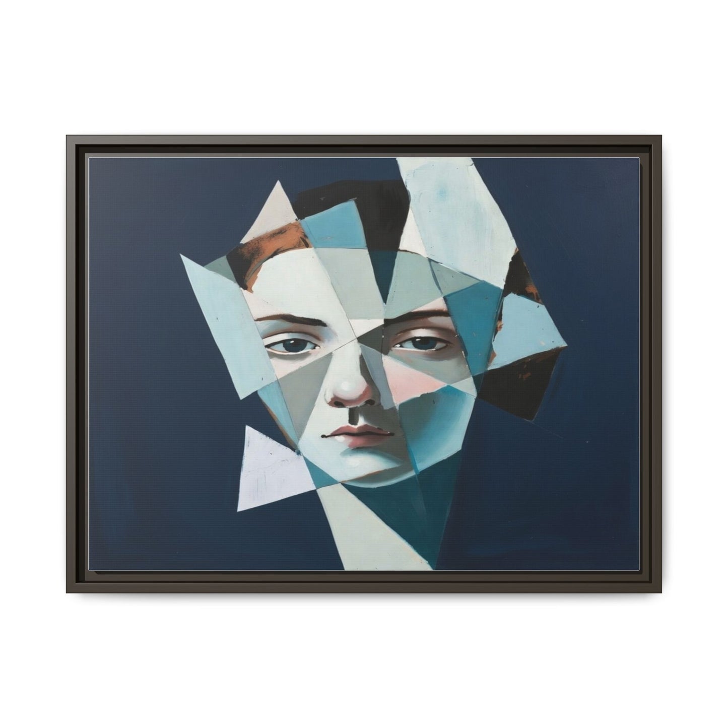 Abstract Fragmented Portrait Matte Canvas (Framed)