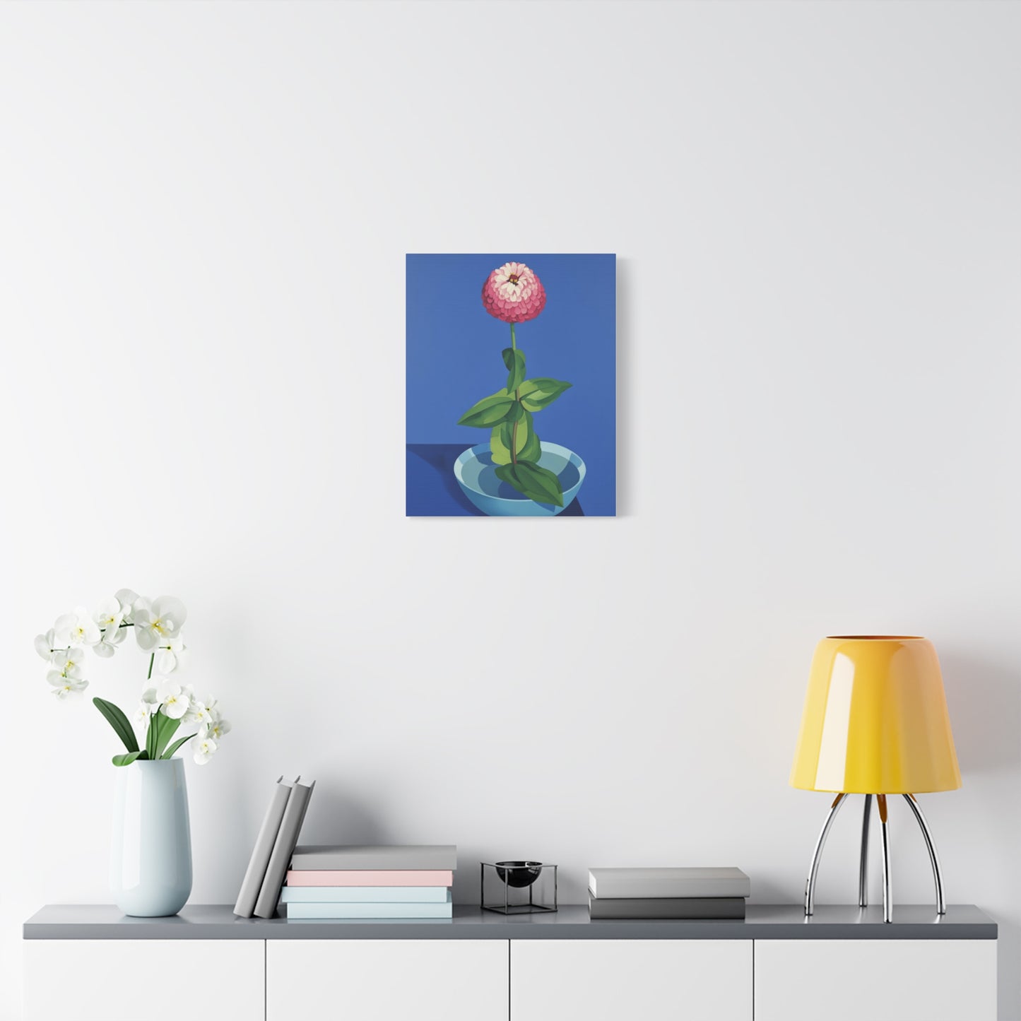 Pink Zinnia Still Life Matte Canvas Wall Art — Stretched 1.25"